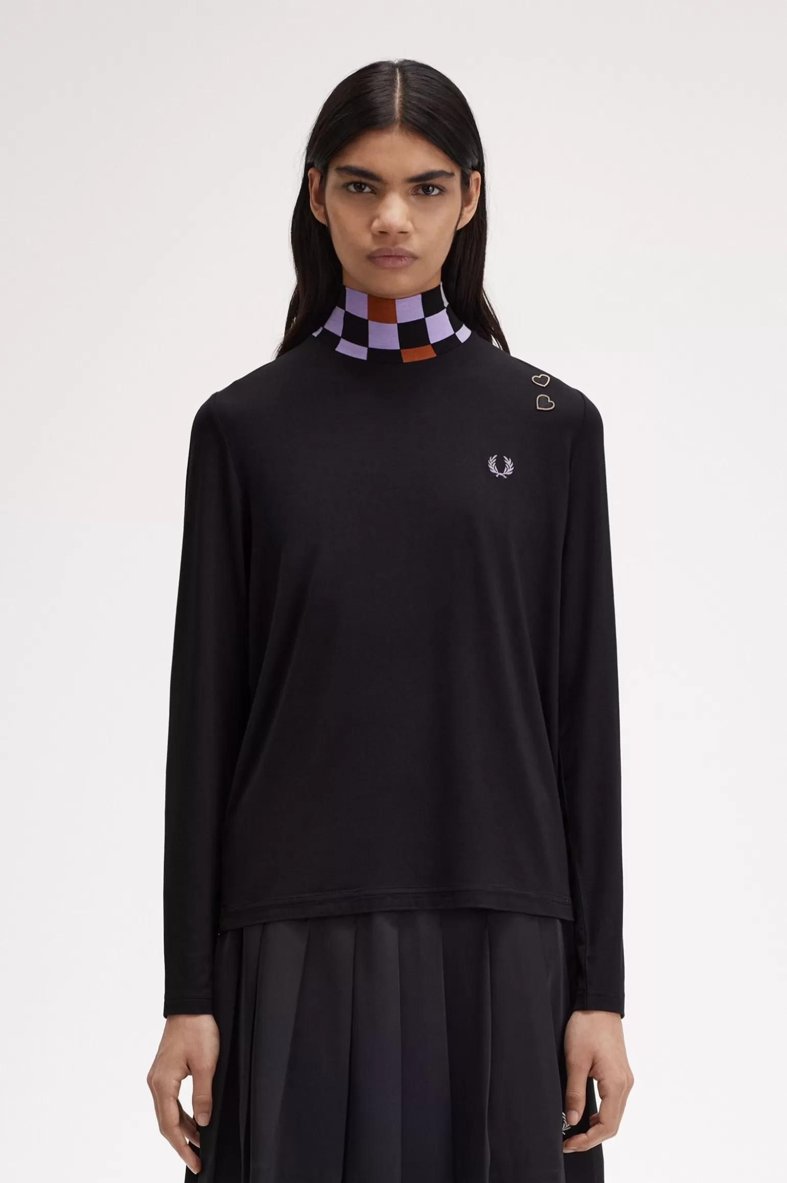 T-Shirts & Tops^Fred Perry Bedrucktes, Hochgeschlossenes Oberteil Mit Verzierung Schwarz