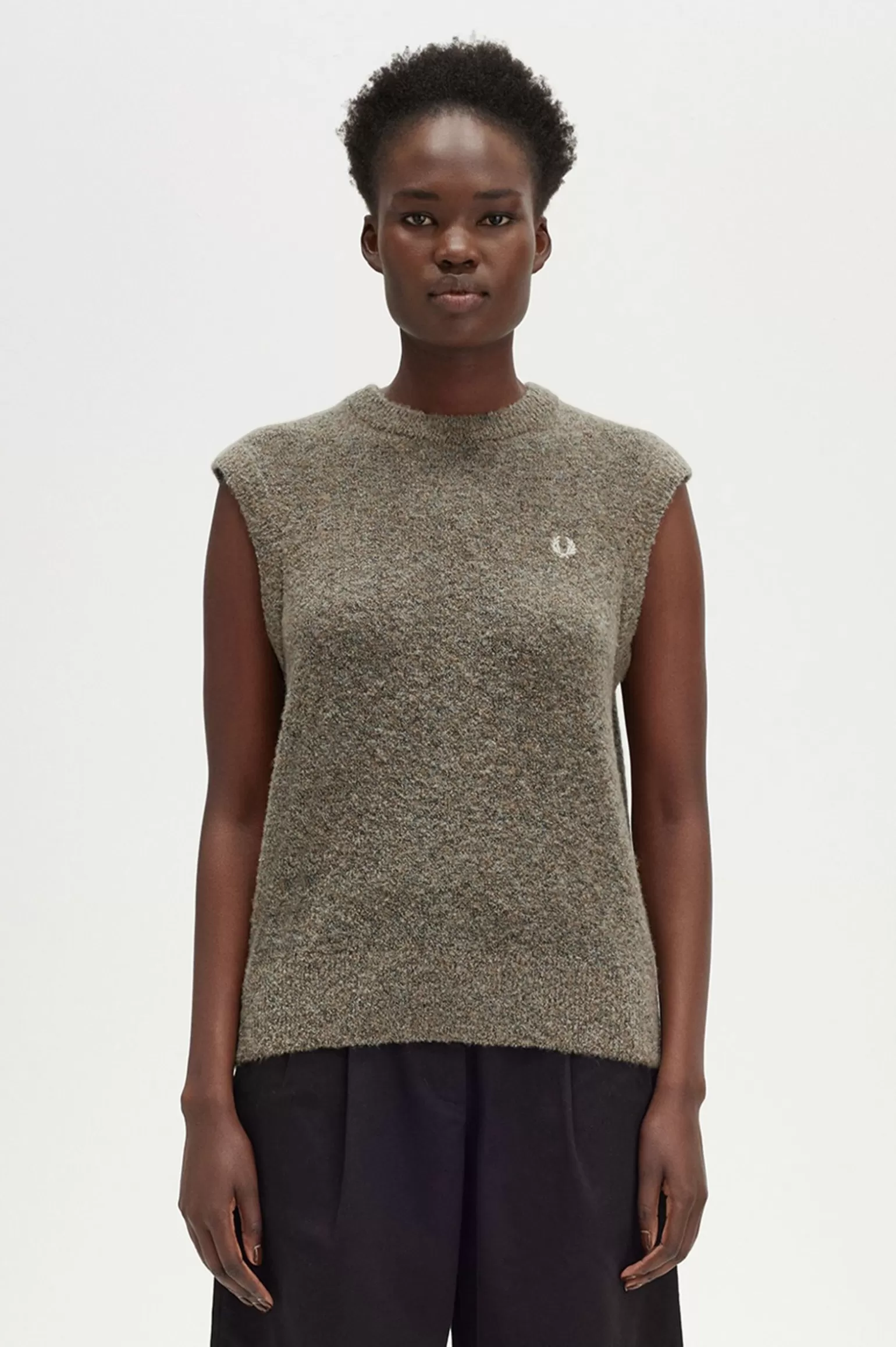 Knitwear^Fred Perry Bouclé-Tanktop Warmes Steingrau / Ecru