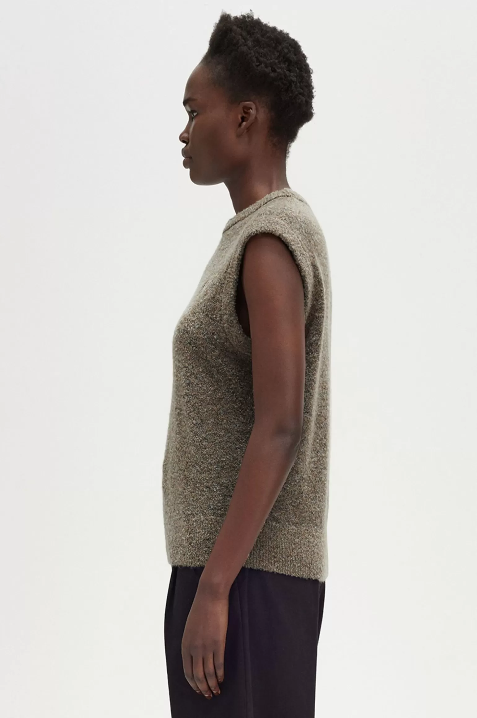 Knitwear^Fred Perry Bouclé-Tanktop Warmes Steingrau / Ecru