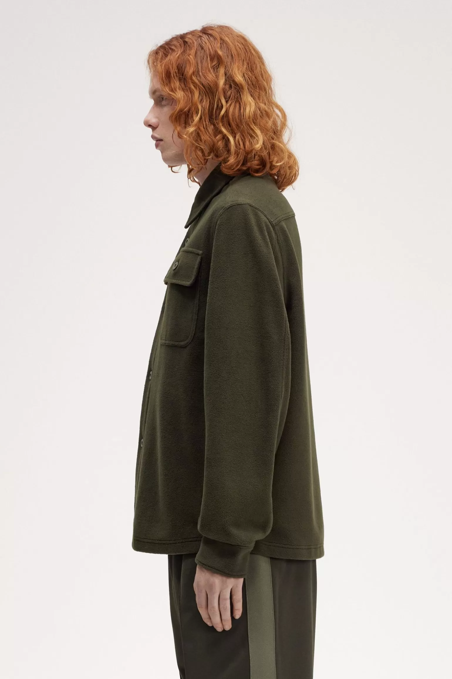 Hemdjacken | Hemden^Fred Perry Fleece-Overshirt Jagdgrün / Champagner / Champagner