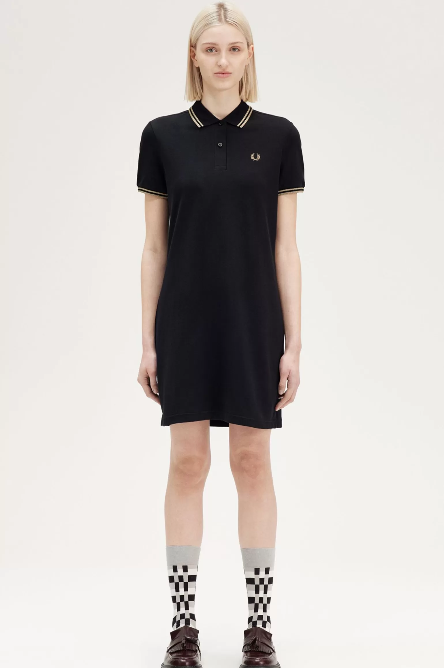 Kleider^Fred Perry Kleid Mit Doppelstreifen Schwarz / 1964 Metallic-Gold