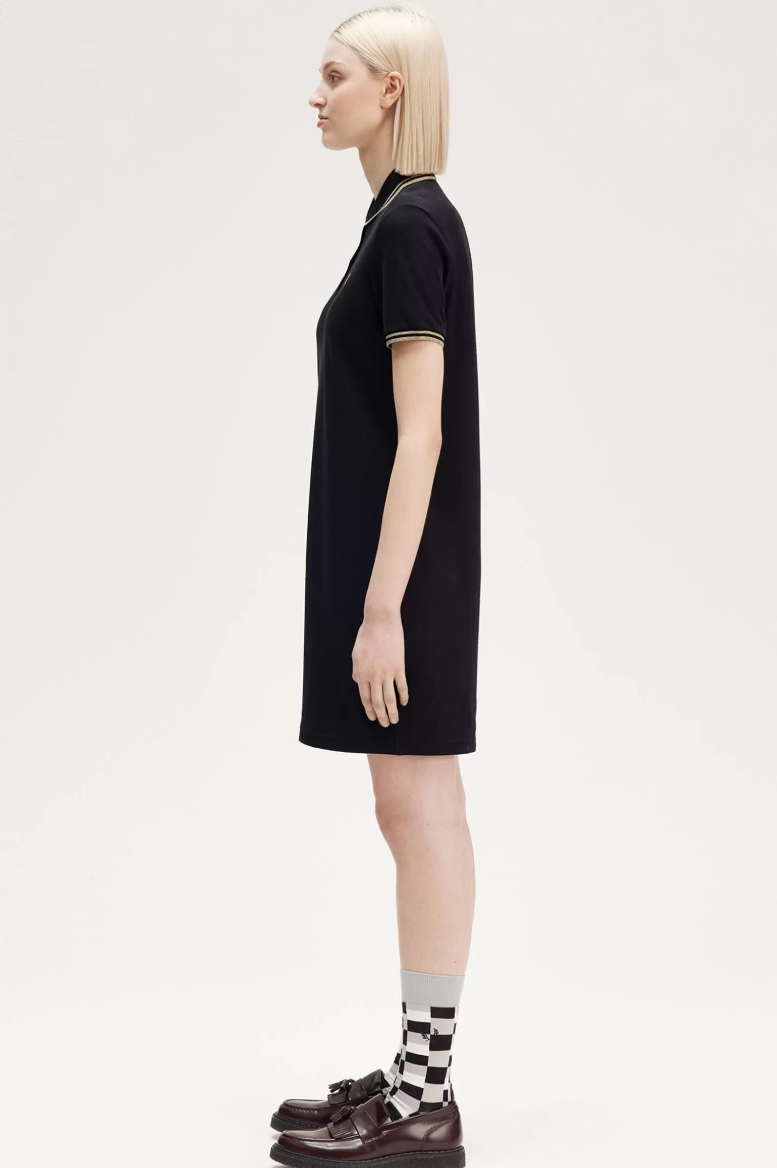 Kleider^Fred Perry Kleid Mit Doppelstreifen Schwarz / 1964 Metallic-Gold