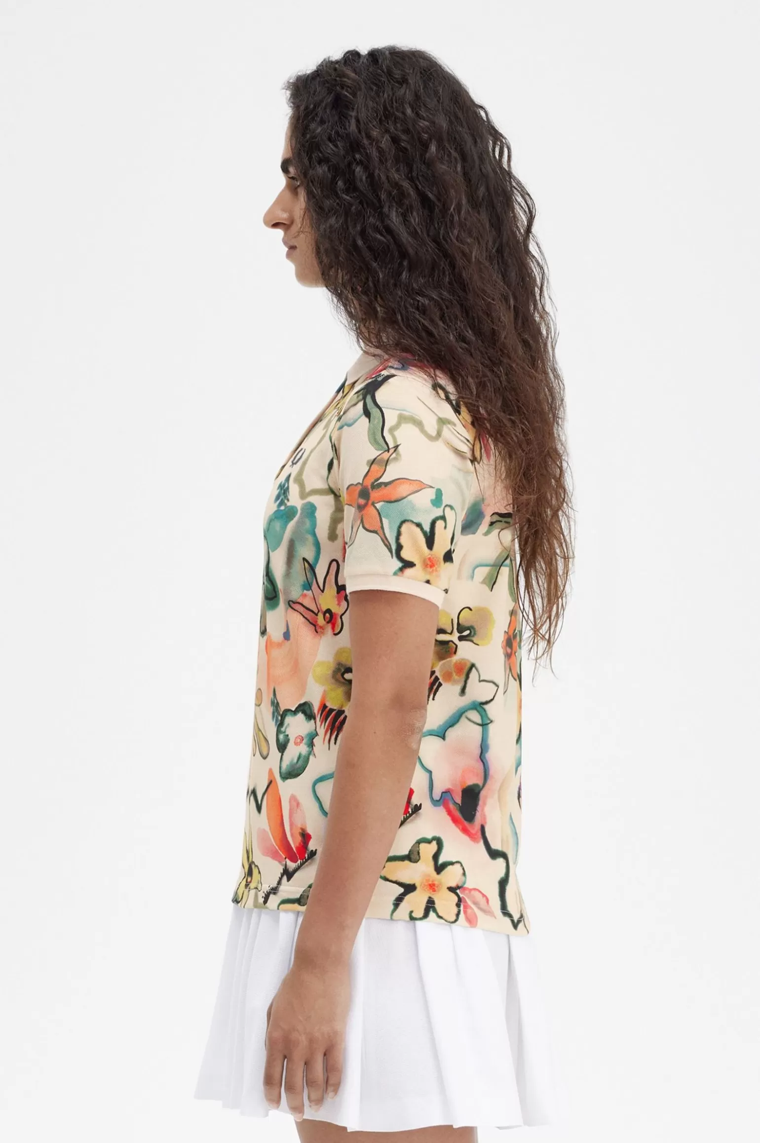 Poloshirts^Fred Perry Poloshirt Mit Blumen-Print Seidig Pfirsichfarben