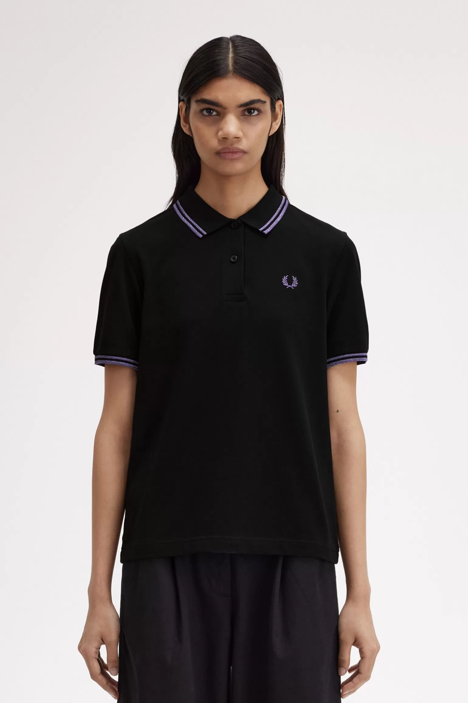 Poloshirts | T-Shirts & Tops^Fred Perry G3600 Schwarz / Metallisches Lila / Metallisches Lila