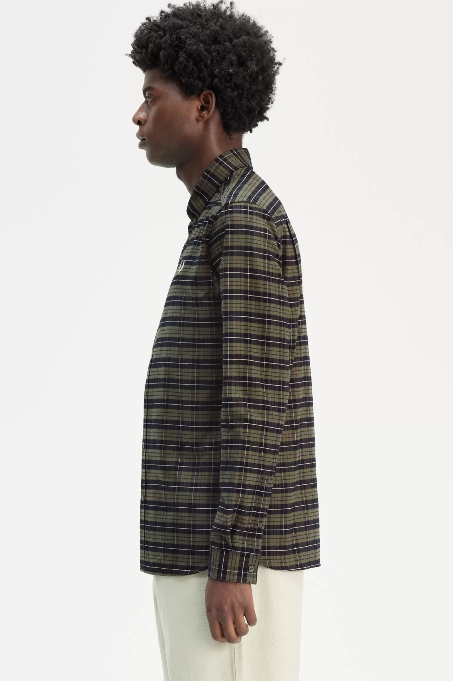 Hemden^Fred Perry Gebürstetes Oxford-Hemd Mit Schottenkaro Lorbeerkranzgrün