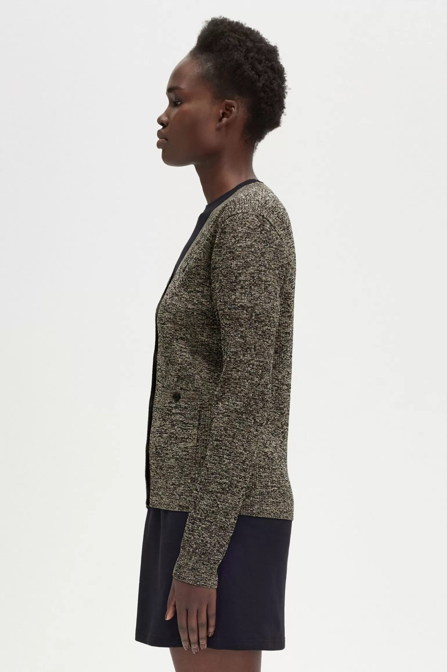 Knitwear^Fred Perry Gerippter Cardigan Mit Space-Dye-Design Schwarz / Hellbeige / Warmes Grau