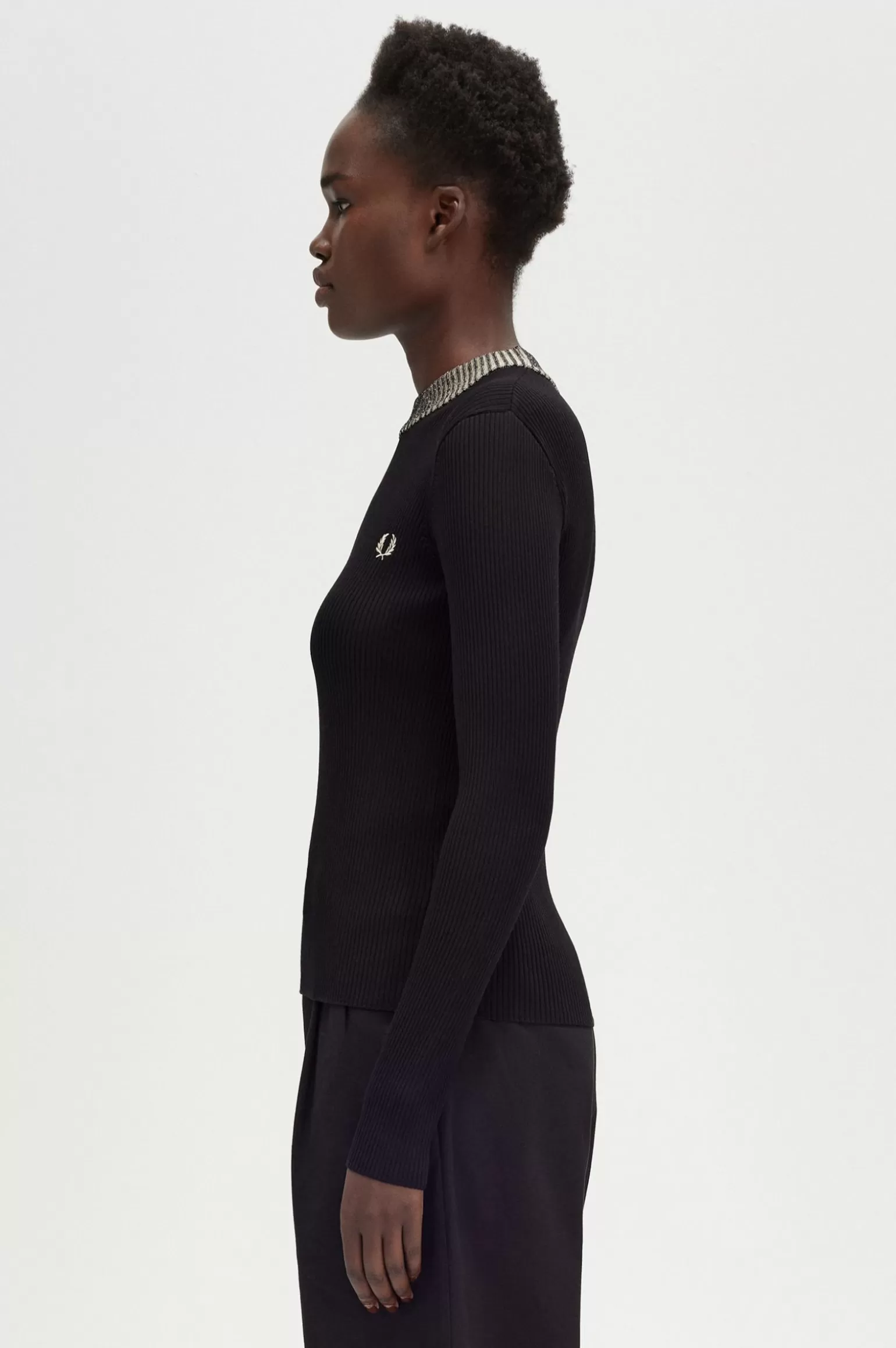 Knitwear^Fred Perry Gerippter Pullover Mit Space-Dye-Effekt Schwarz