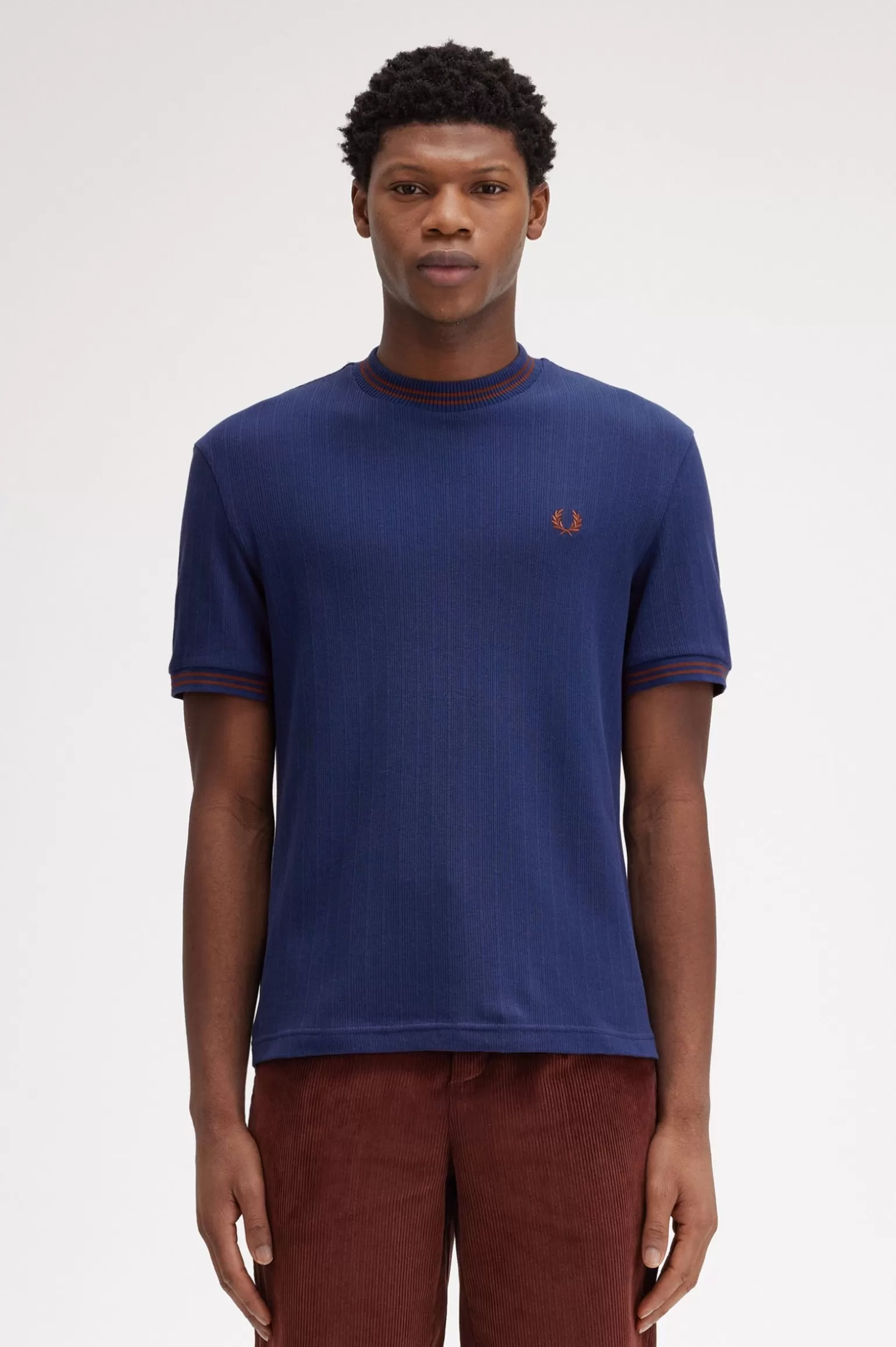 T-Shirts^Fred Perry Geripptes Jersey-T-Shirt Französisch Marineblau