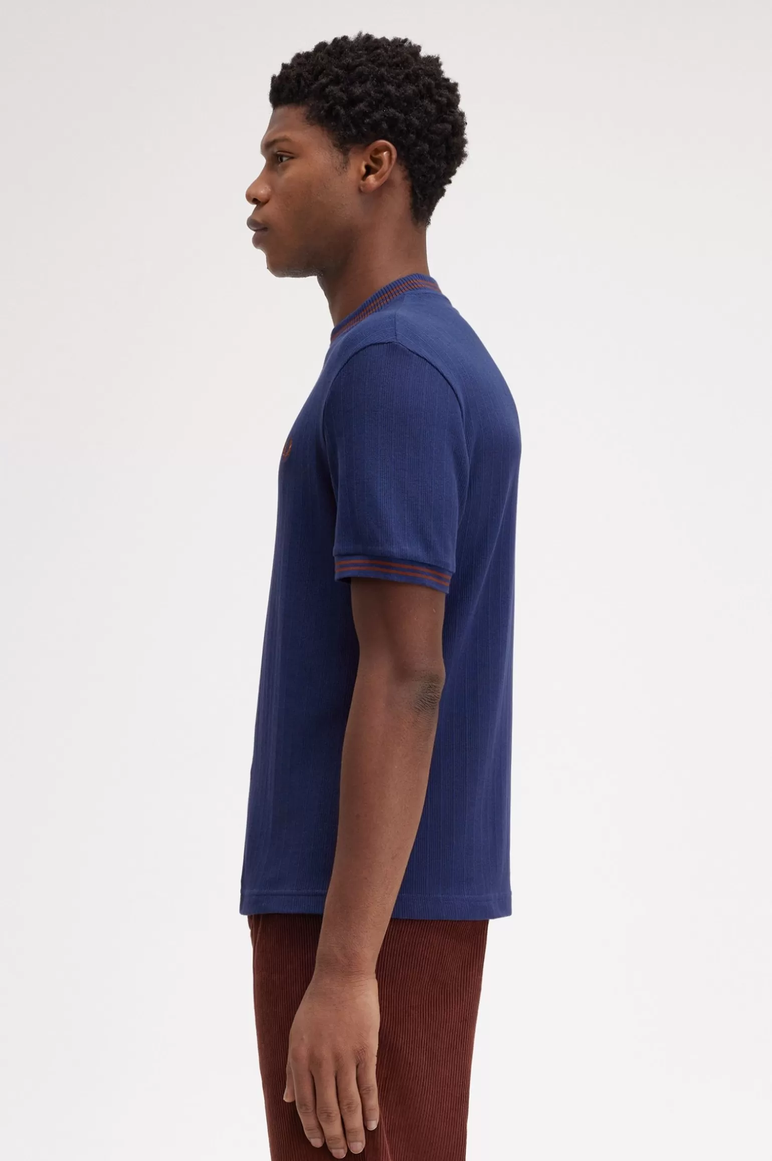 T-Shirts^Fred Perry Geripptes Jersey-T-Shirt Französisch Marineblau