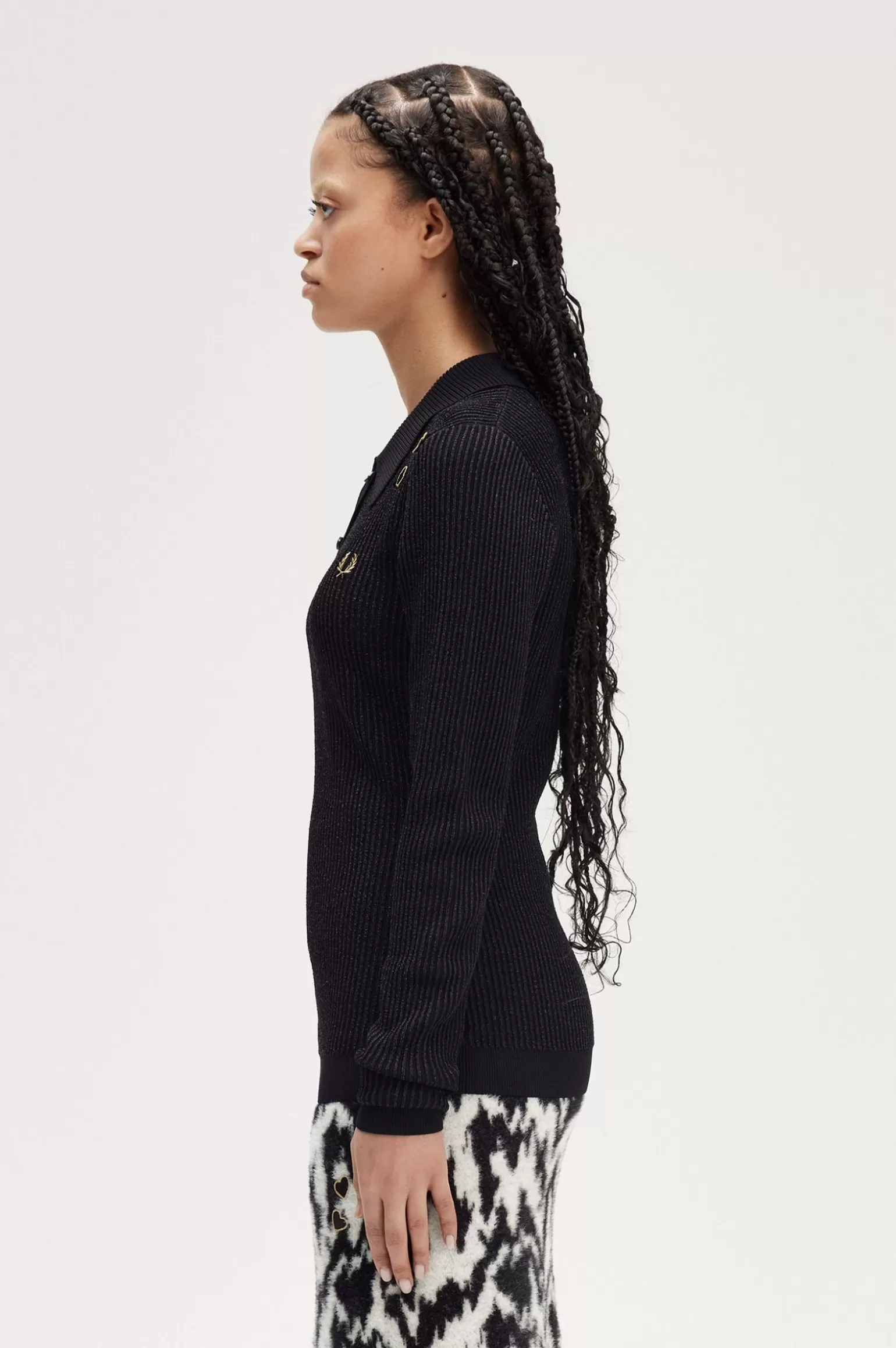 Knitwear^Fred Perry Geripptes Strickhemd Schwarz