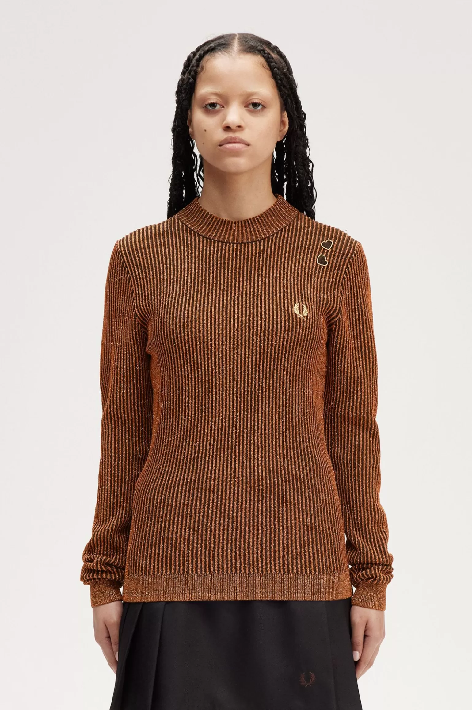 Knitwear^Fred Perry Geripptes Top Mit Stehkragen Marmelade