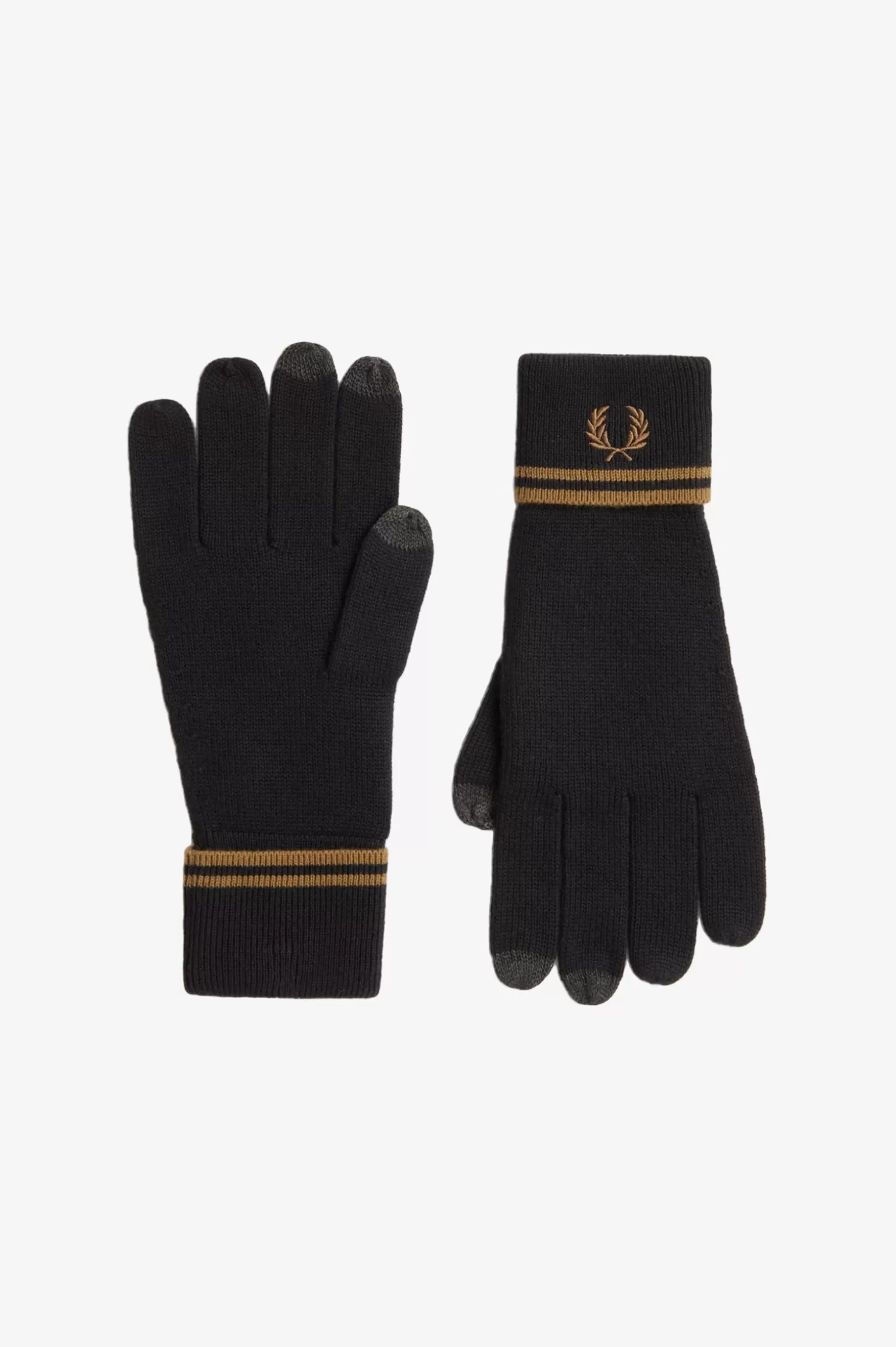 Accessoires | Accessoires^Fred Perry Handschuhe Mit Doppelstreifen Schwarz / Schattiertes Grau