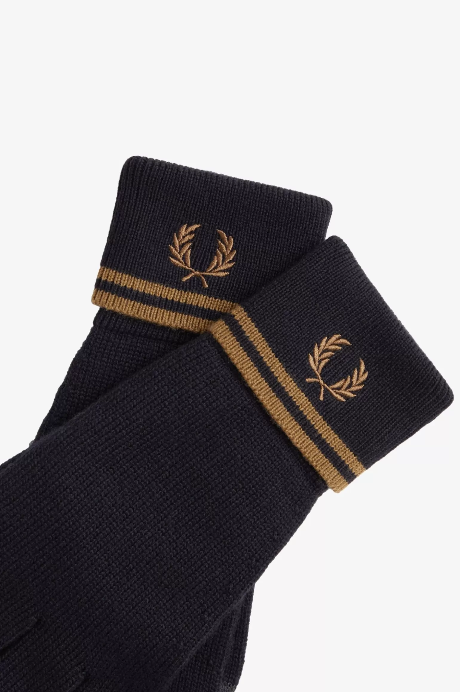Accessoires | Accessoires^Fred Perry Handschuhe Mit Doppelstreifen Schwarz / Schattiertes Grau
