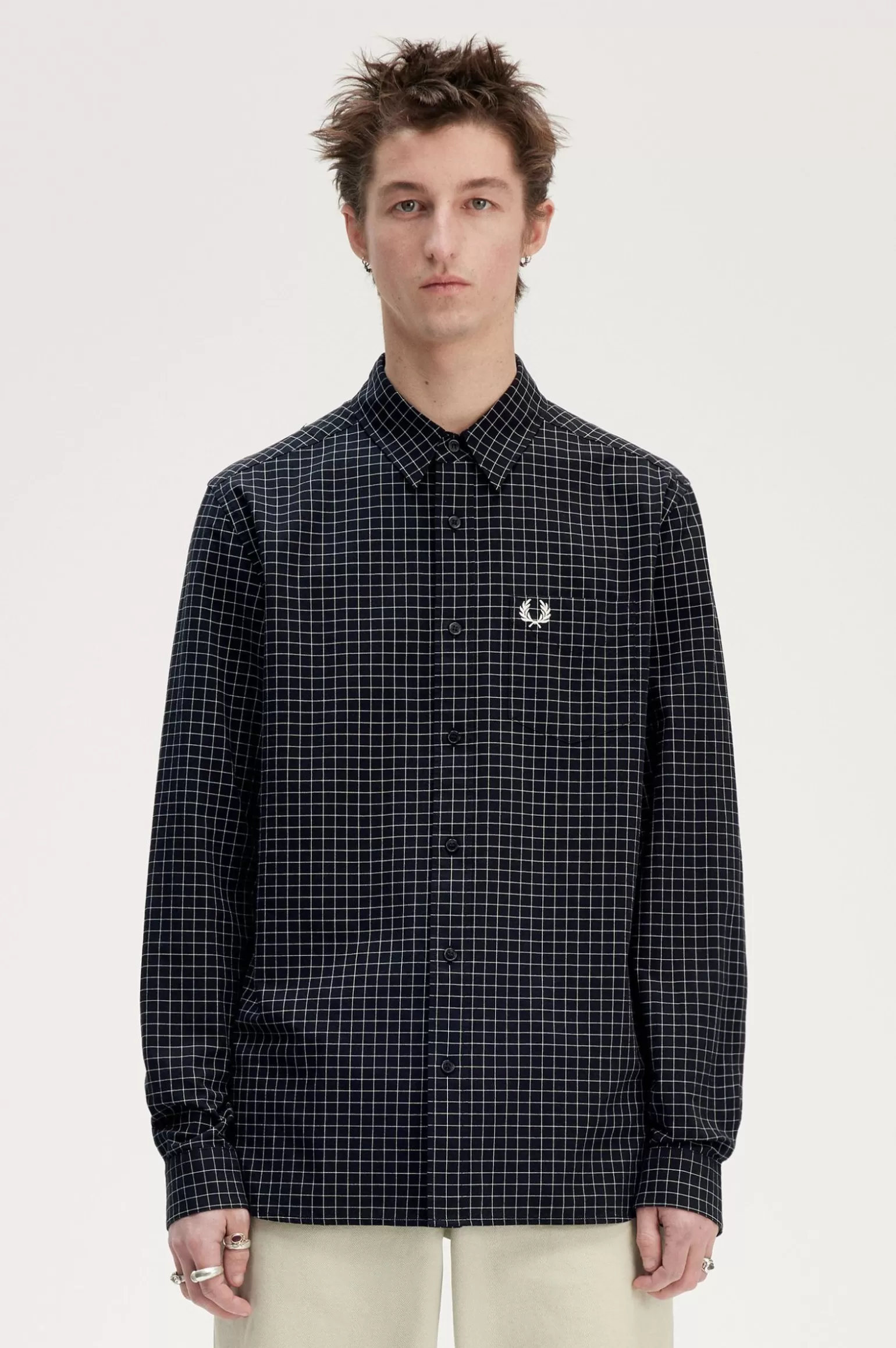 Hemden^Fred Perry Hemd Mit Karomuster In Gitter-Optik Schwarz