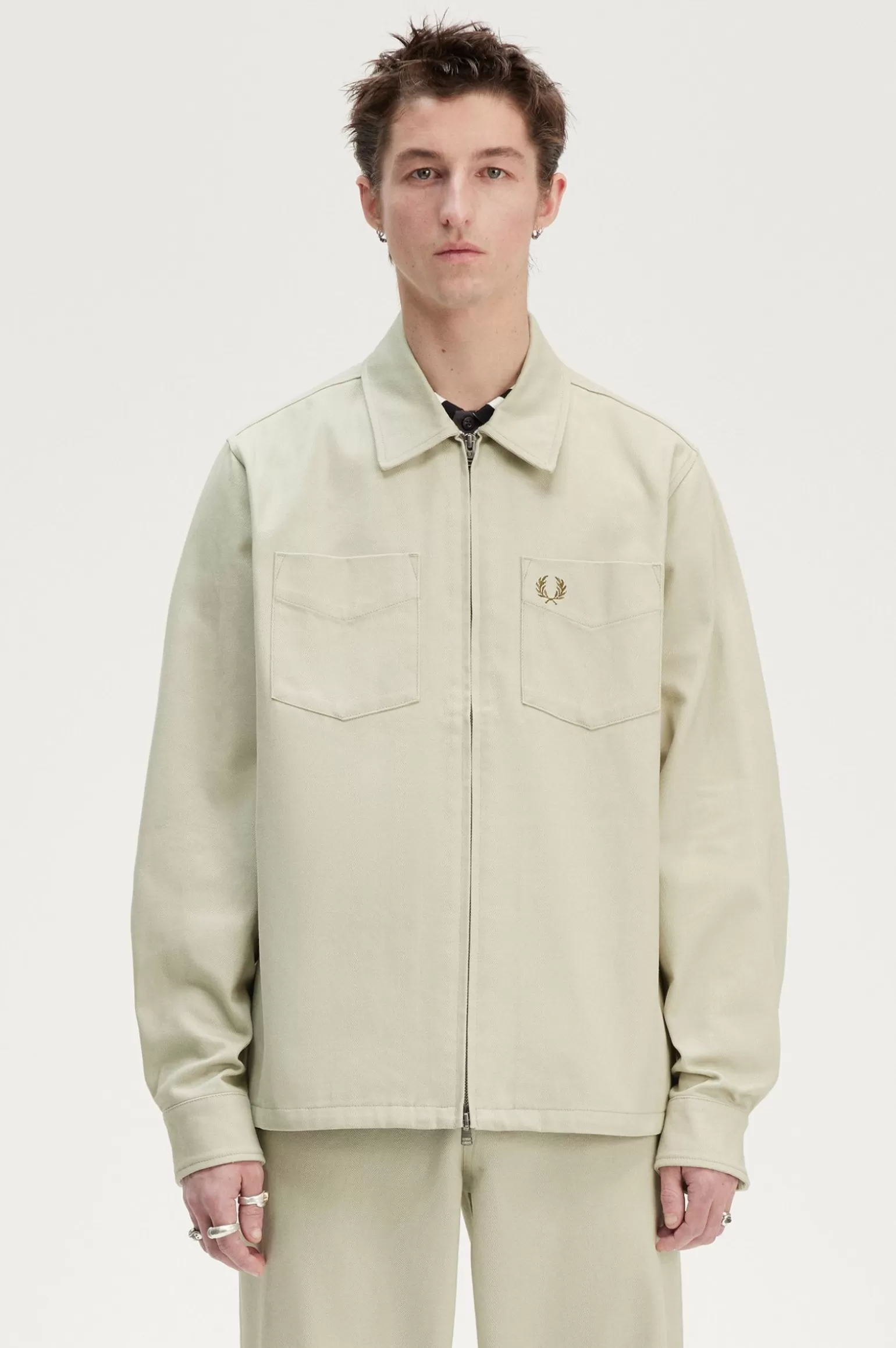 Hemdjacken | Hemden^Fred Perry Hemdjacke Aus Twill Mit Durchgehendem Reißverschluss Helle Austerfarbe
