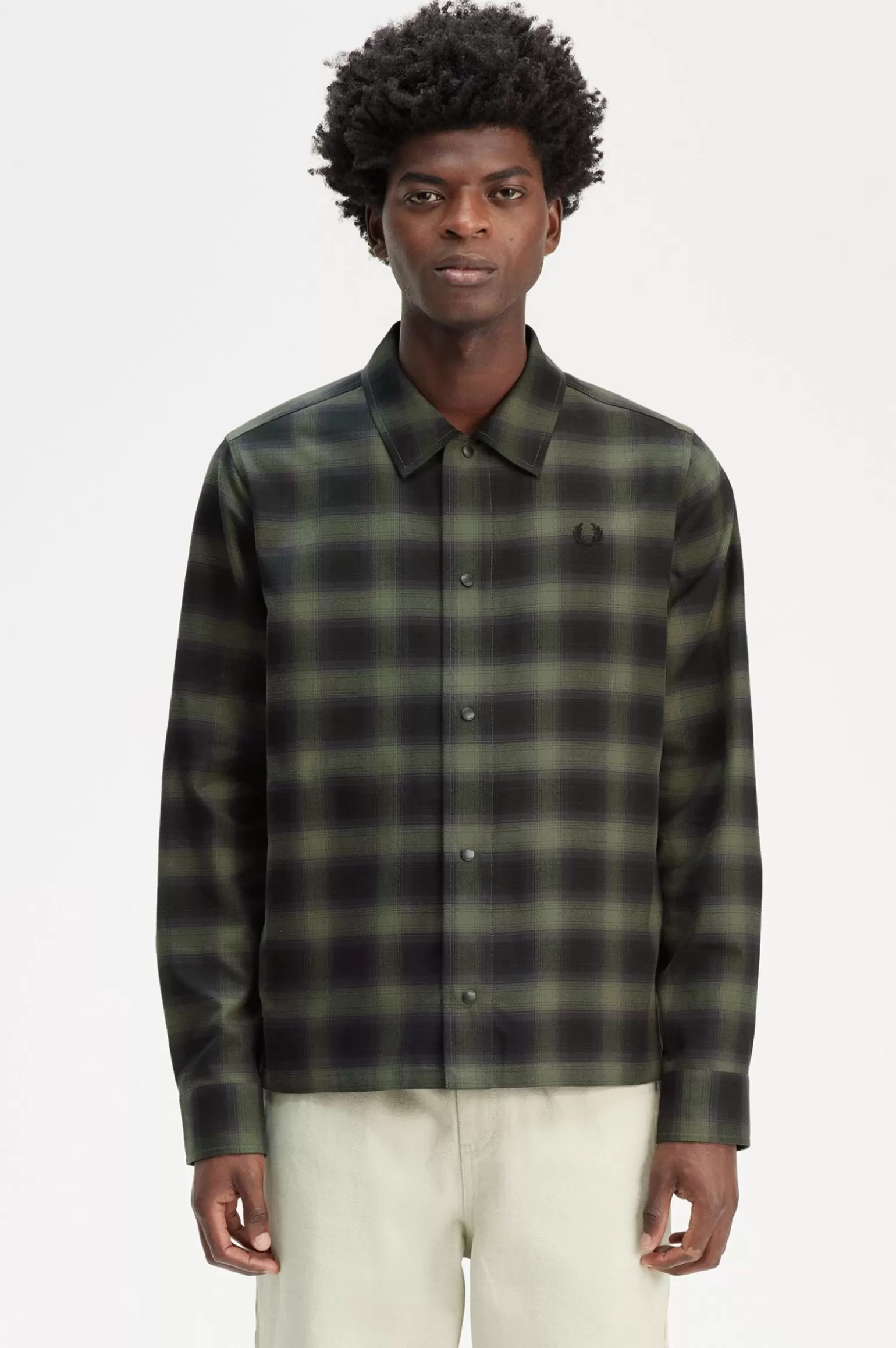 Hemdjacken | Hemden^Fred Perry Hemdjacke Mit Verschwommenen Schottenkaros Lorbeerkranzgrün