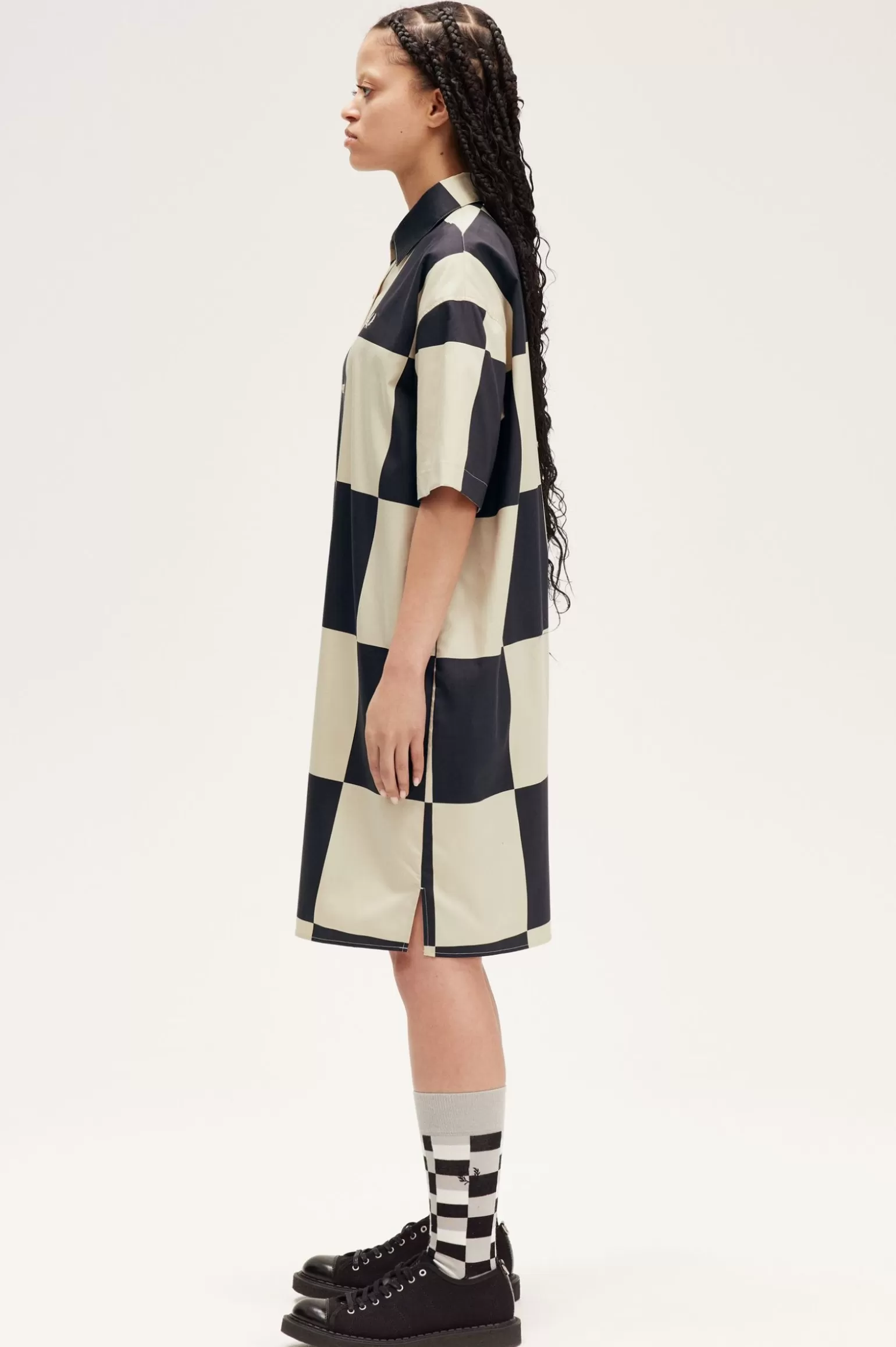 Kleider^Fred Perry Hemdkleid Mit Schachbrettmuster Hellbeige
