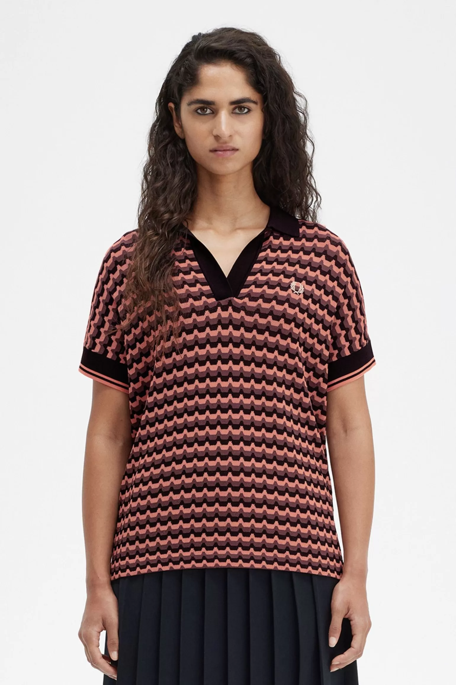 Knitwear^Fred Perry Jacquard-Strickhemd Coral Heat