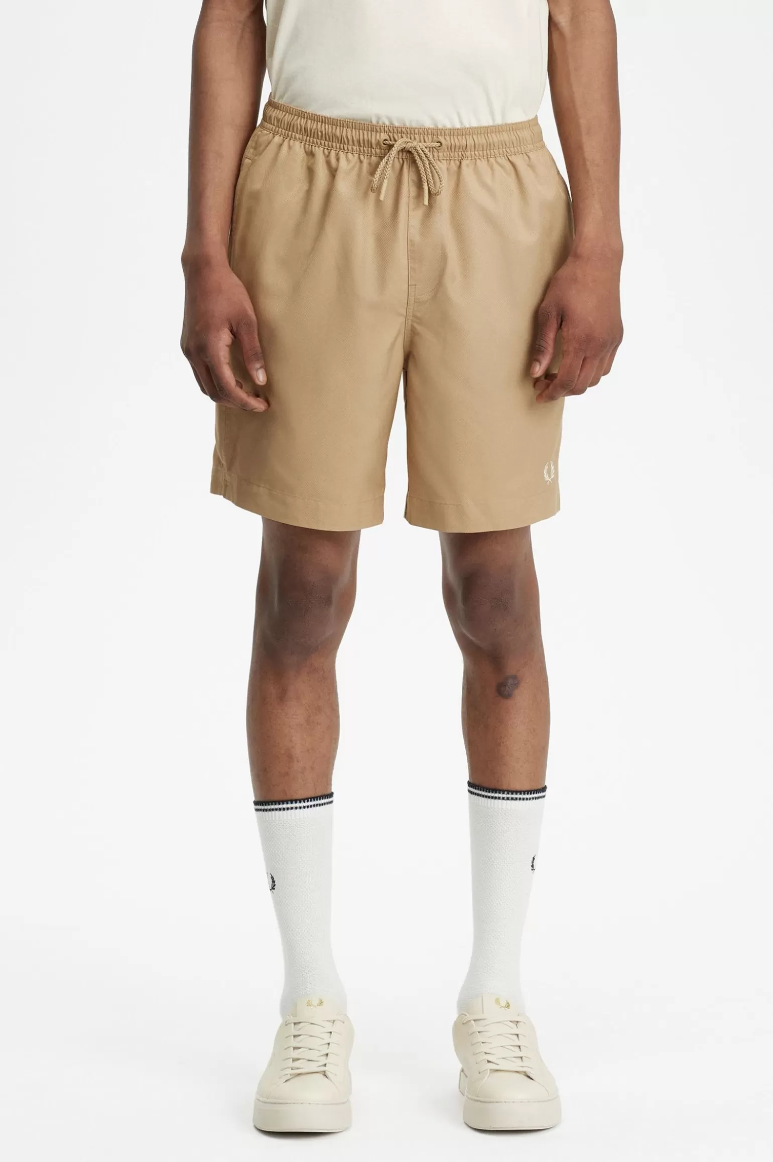 Shorts^Fred Perry Klassische Badeshorts Warmes Steingrau
