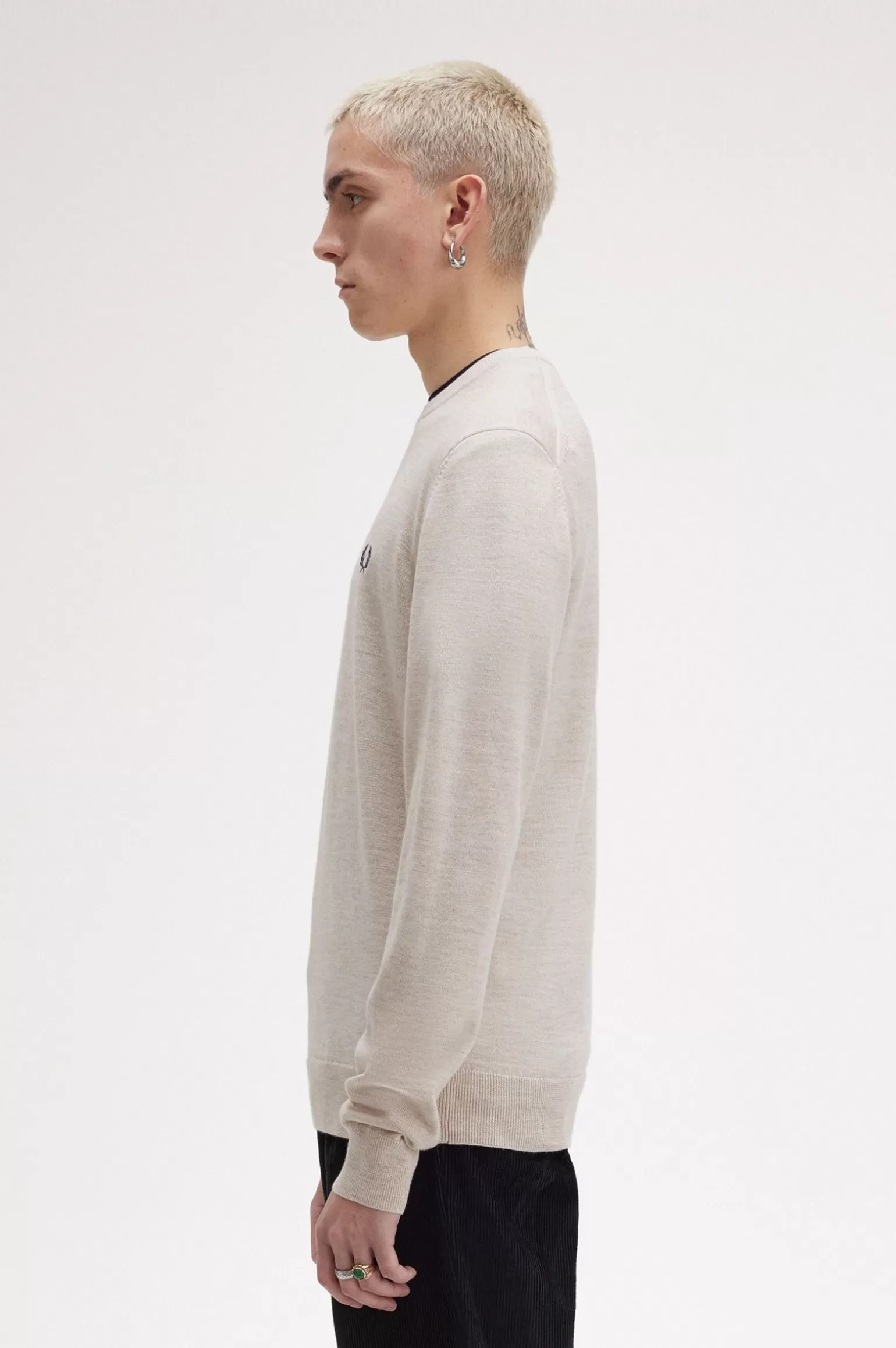 Knitwear^Fred Perry Klassischer Rundhalspullover Porridge Meliert