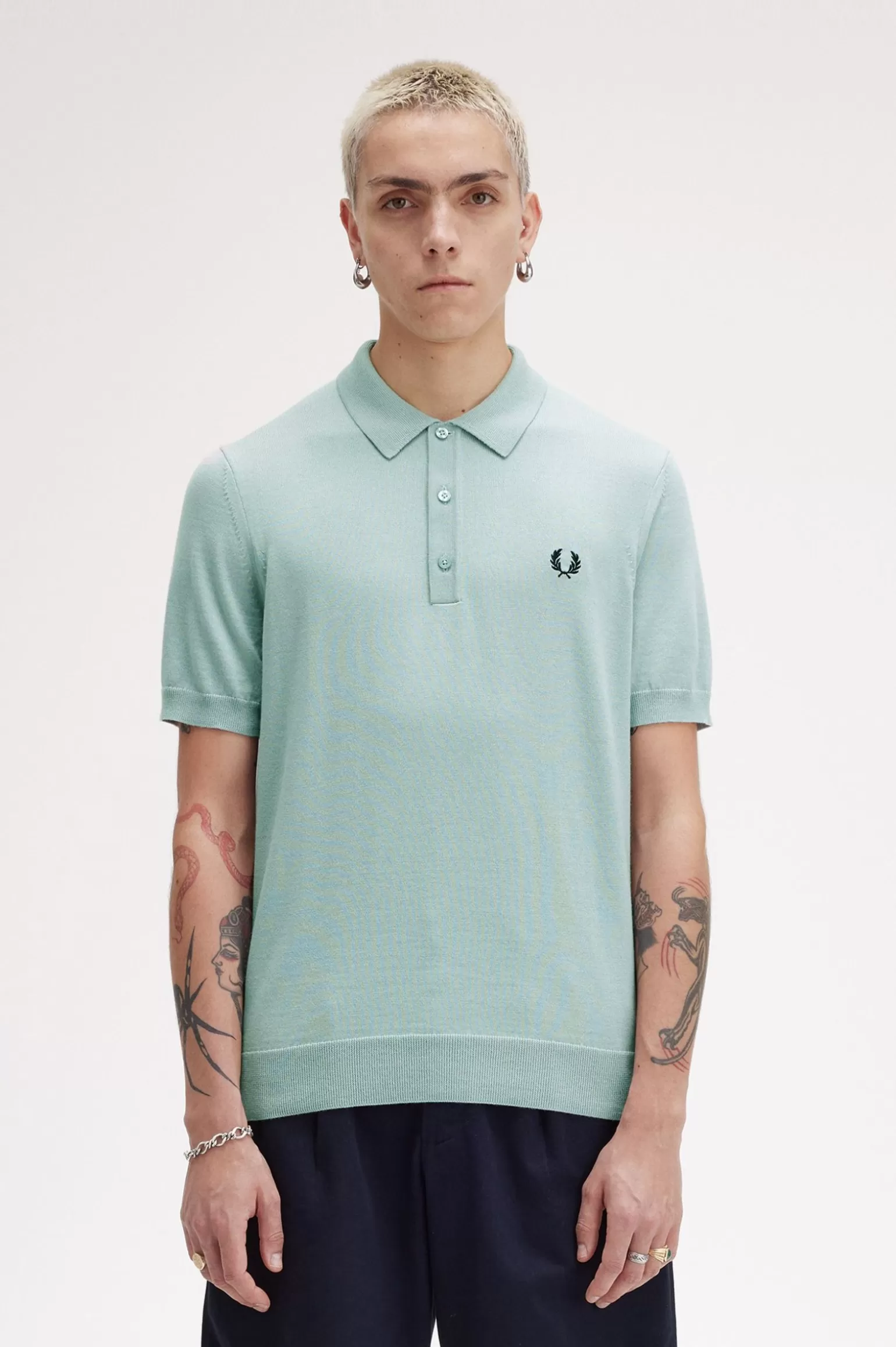 Knitwear^Fred Perry Klassisches Strickhemd Silberblau