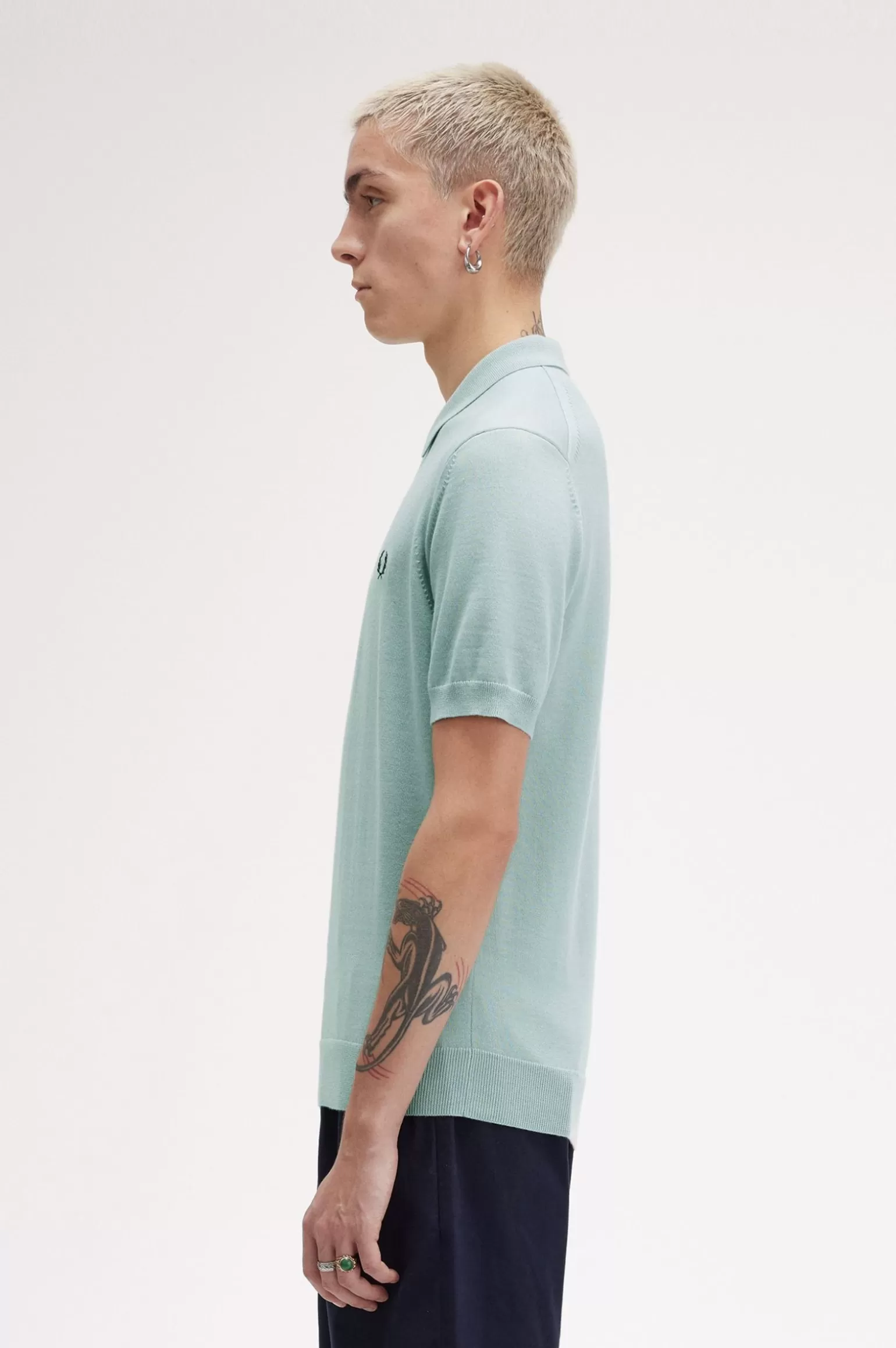 Knitwear^Fred Perry Klassisches Strickhemd Silberblau