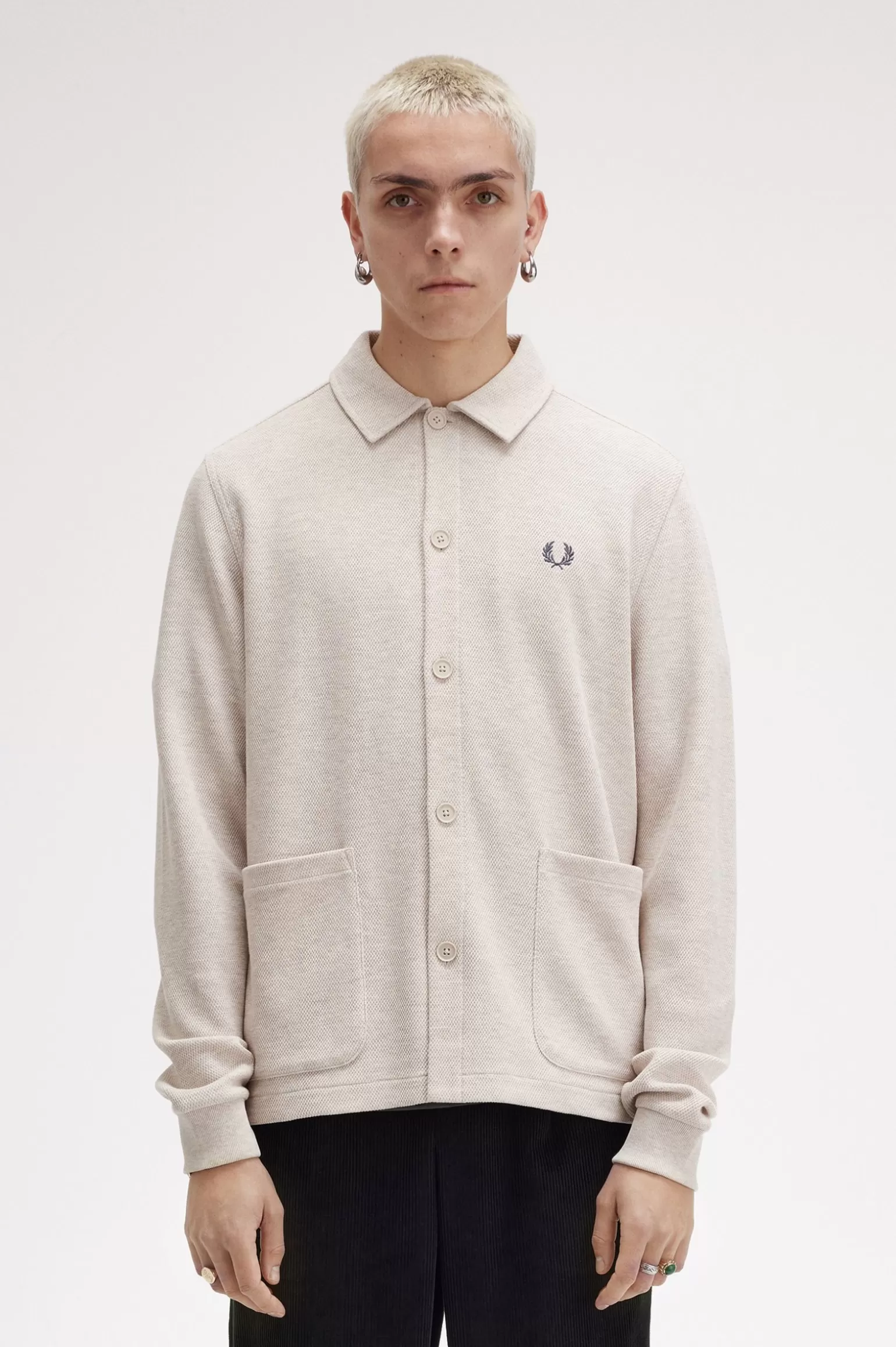 Poloshirts^Fred Perry Langärmeliges Polohemd Mit Durchgehender Knopfleiste Porridge Marl