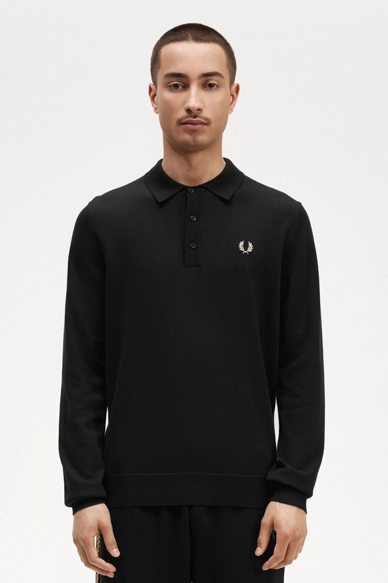 Poloshirts | Knitwear^Fred Perry Langärmeliges Strickhemd Schwarz