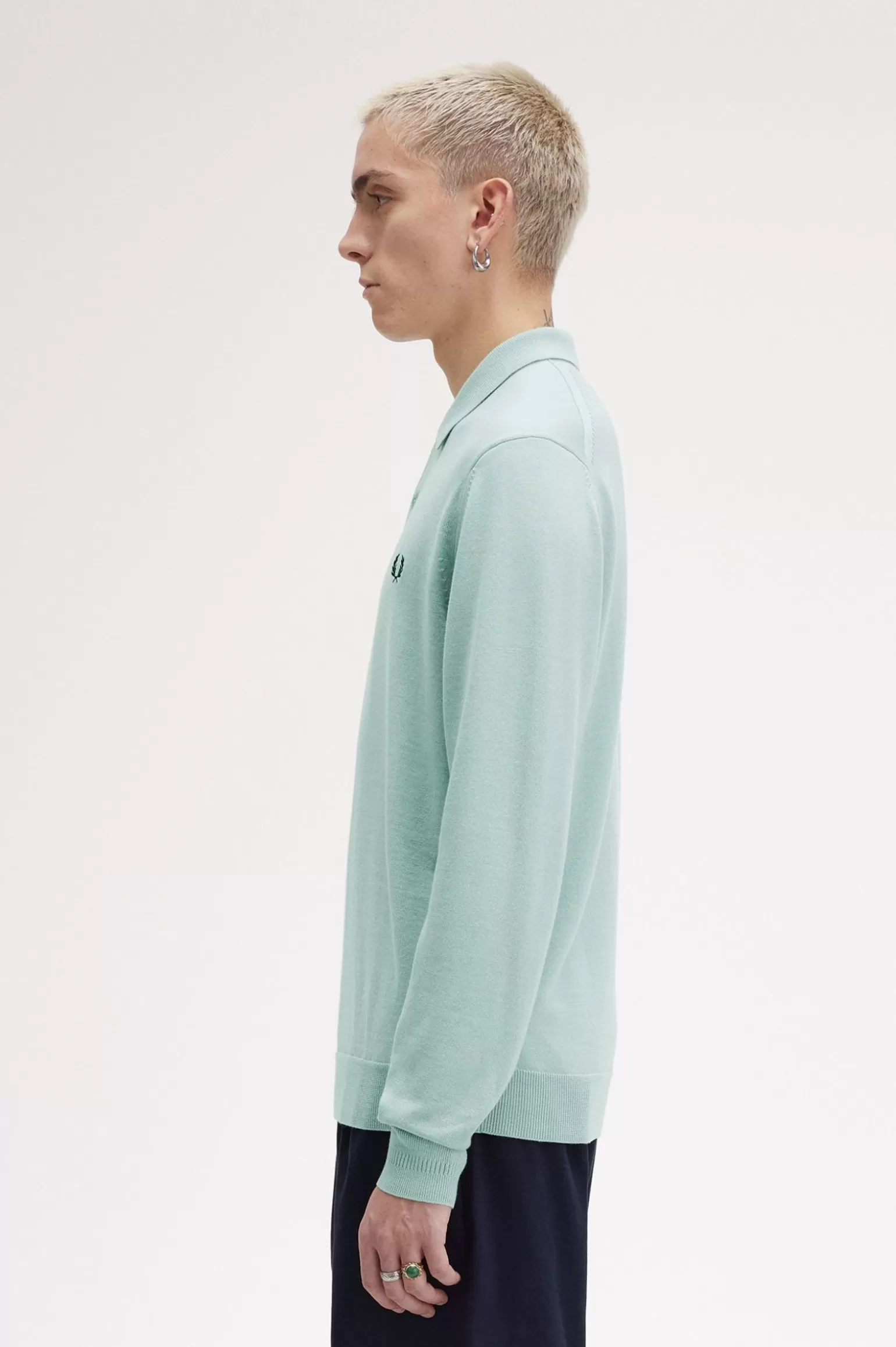 Knitwear^Fred Perry Langärmeliges Strickhemd Silberblau