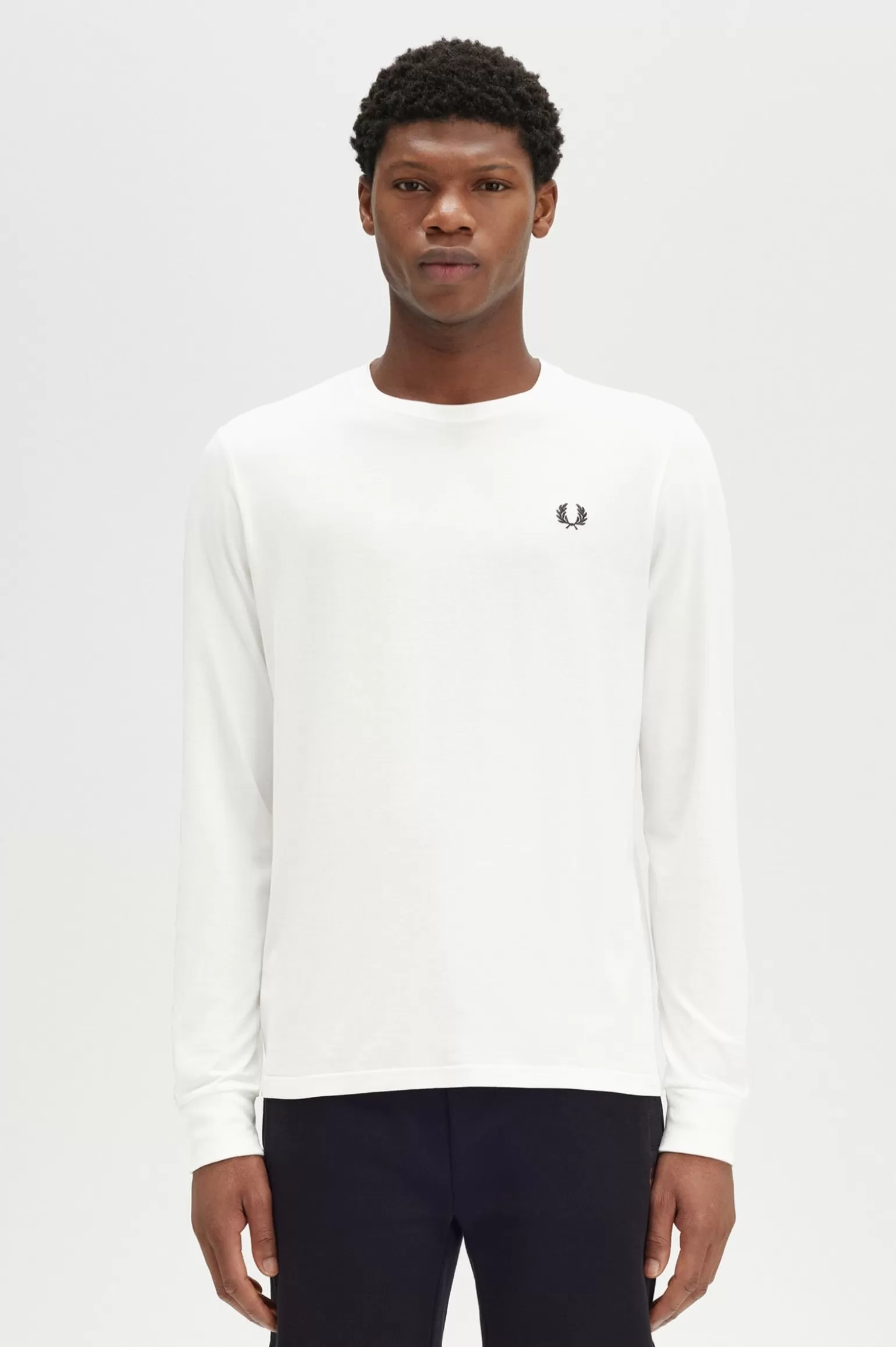 T-Shirts^Fred Perry Langärmeliges T-Shirt Mit Rundhalsausschnitt Schneeweiß