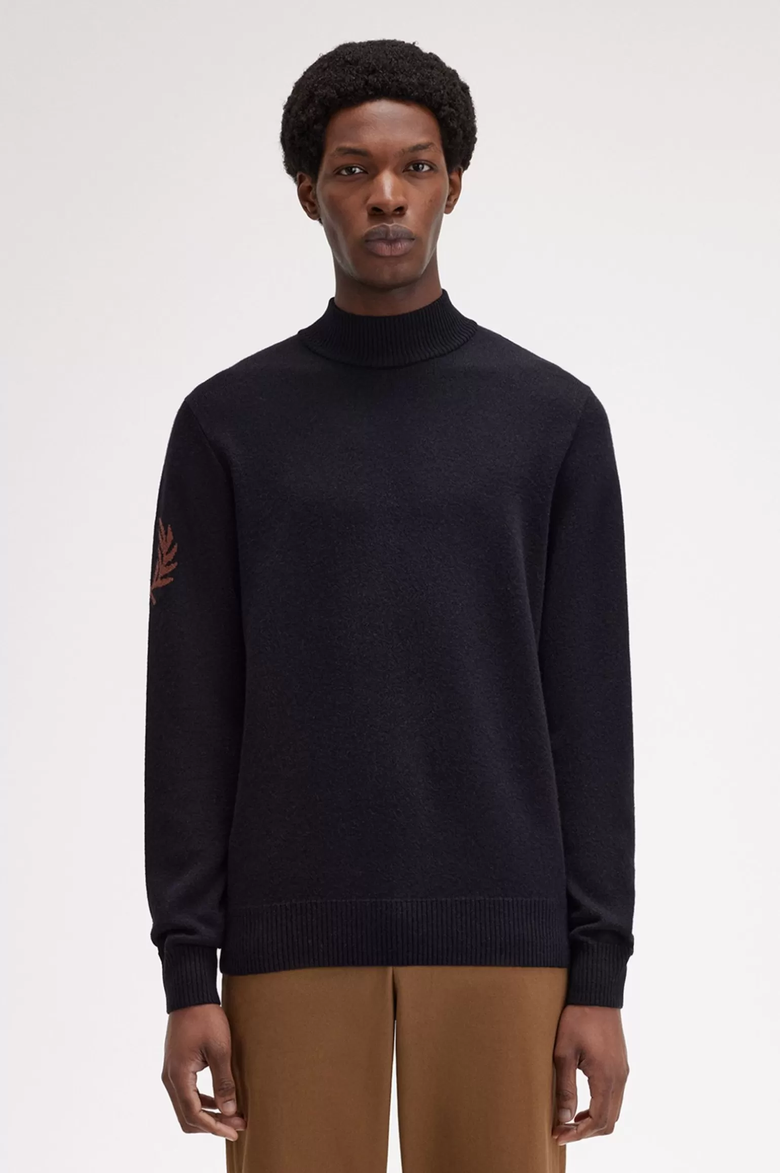 Knitwear^Fred Perry Laurel Wreath Pullover Mit Angedeutetem Stehkragen Schwarz