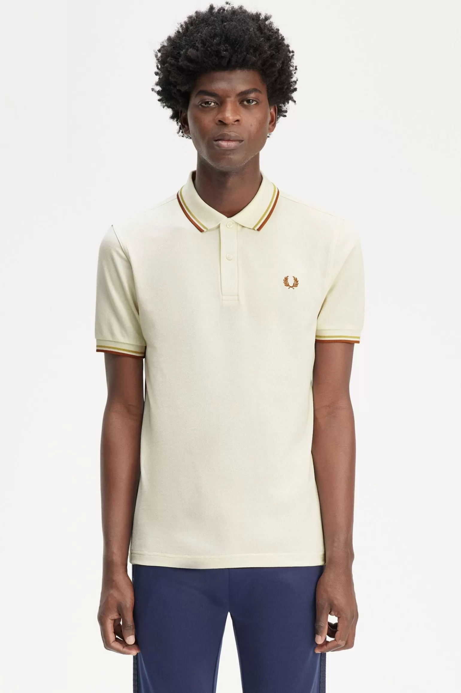 Poloshirts^Fred Perry M3600 Ecru / Honigwabe / Orange