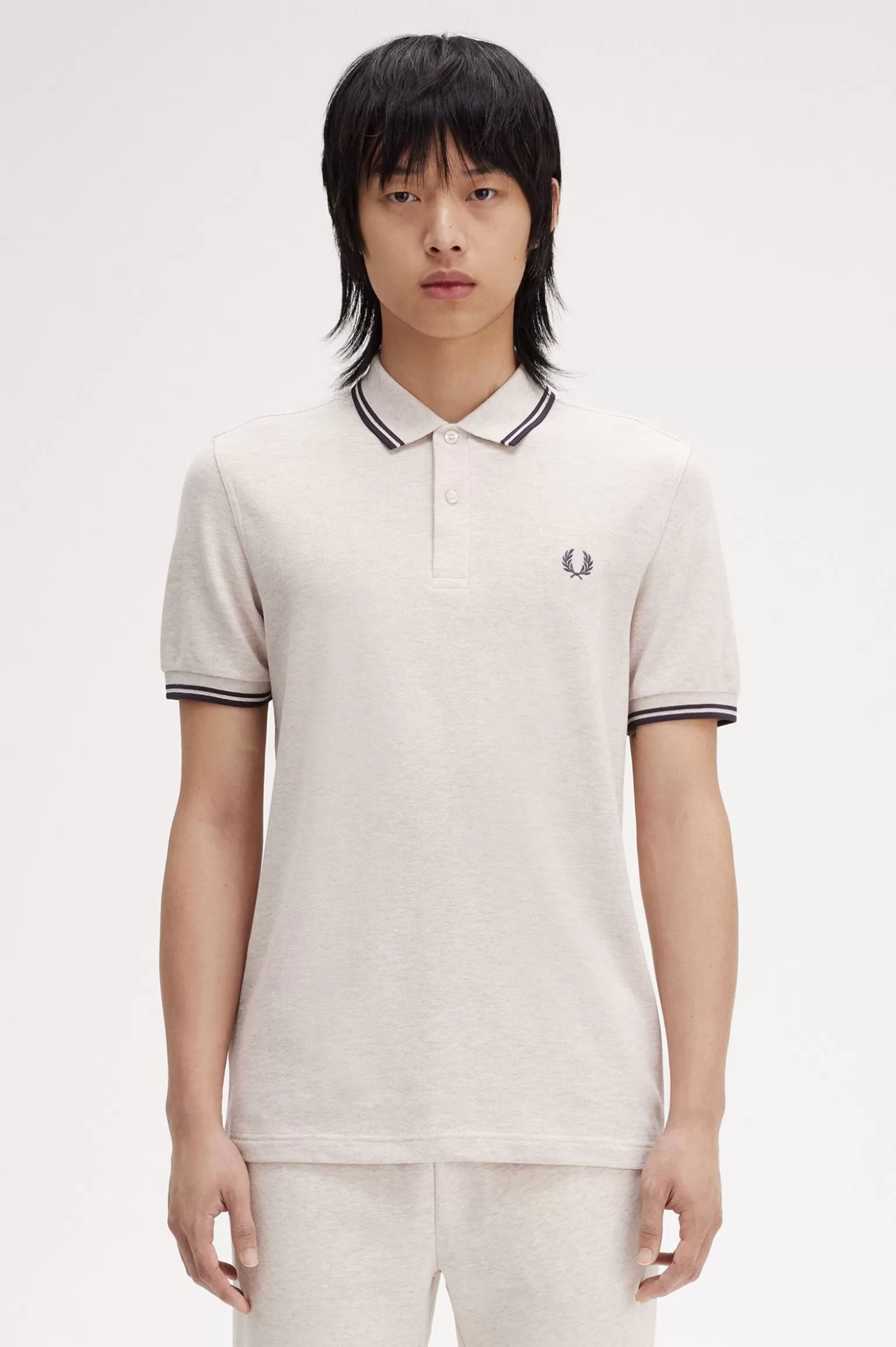 Poloshirts^Fred Perry M3600 Melange-Hafer / Anthrazitgrau / Anthrazitgrau