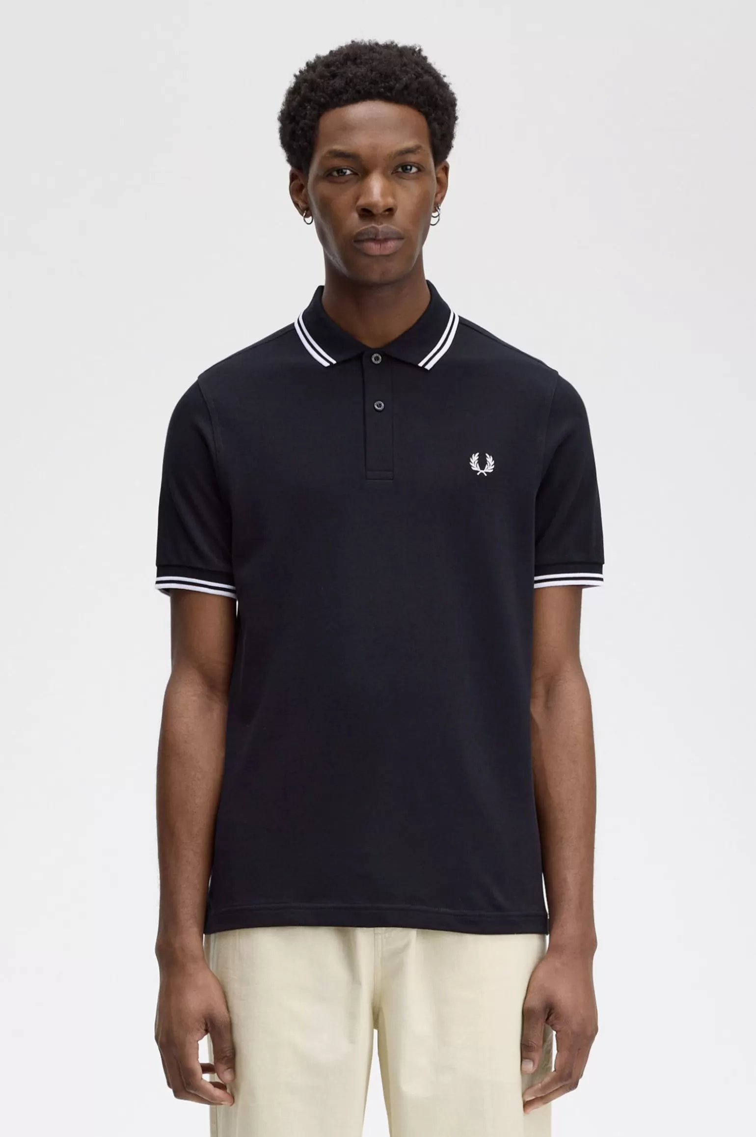 Poloshirts^Fred Perry M3600 Marineblau / Weiß / Weiß