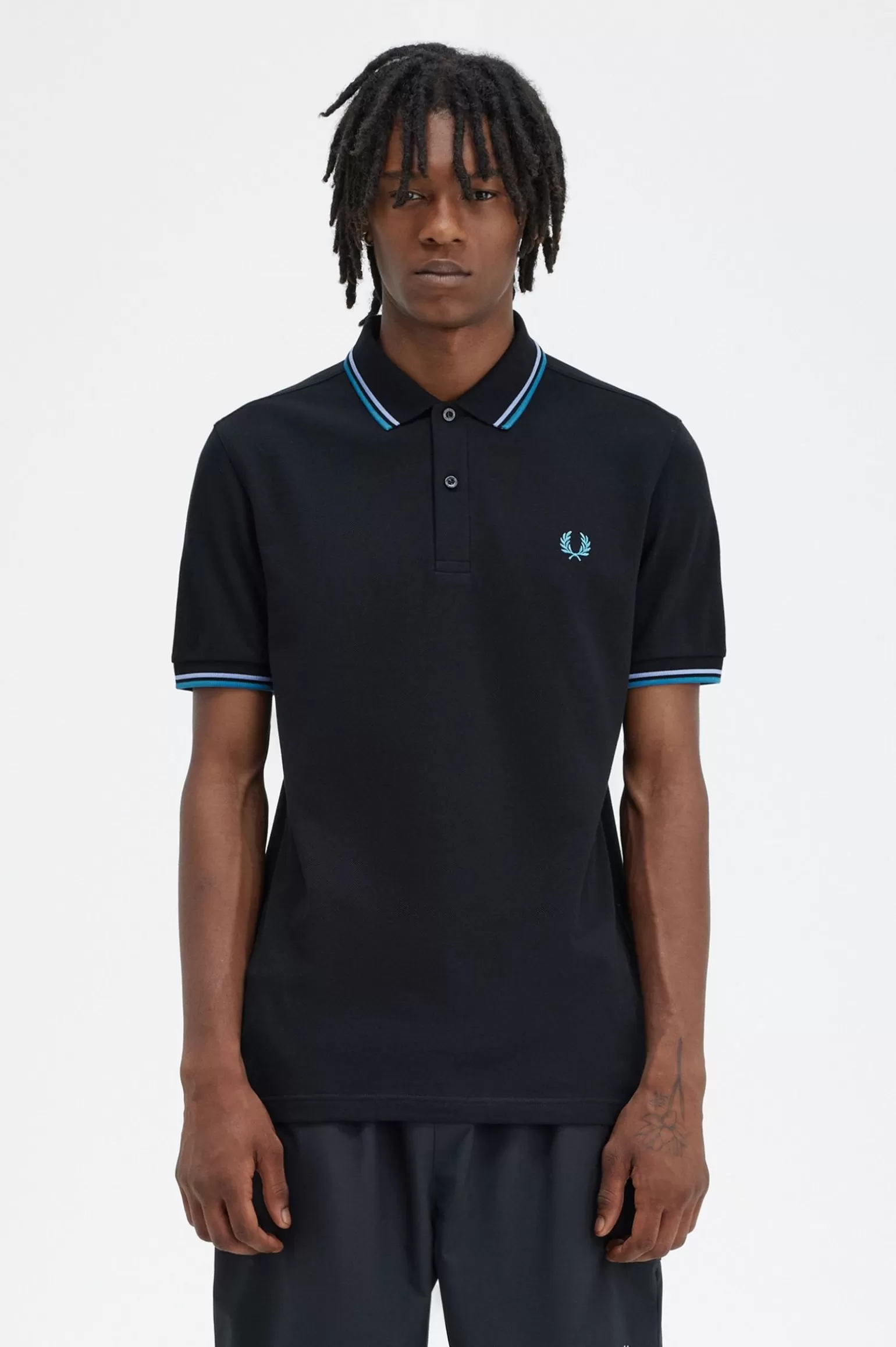 Poloshirts^Fred Perry M3600 Schwarz / Rauch Hell / Runaway Bay Ocean