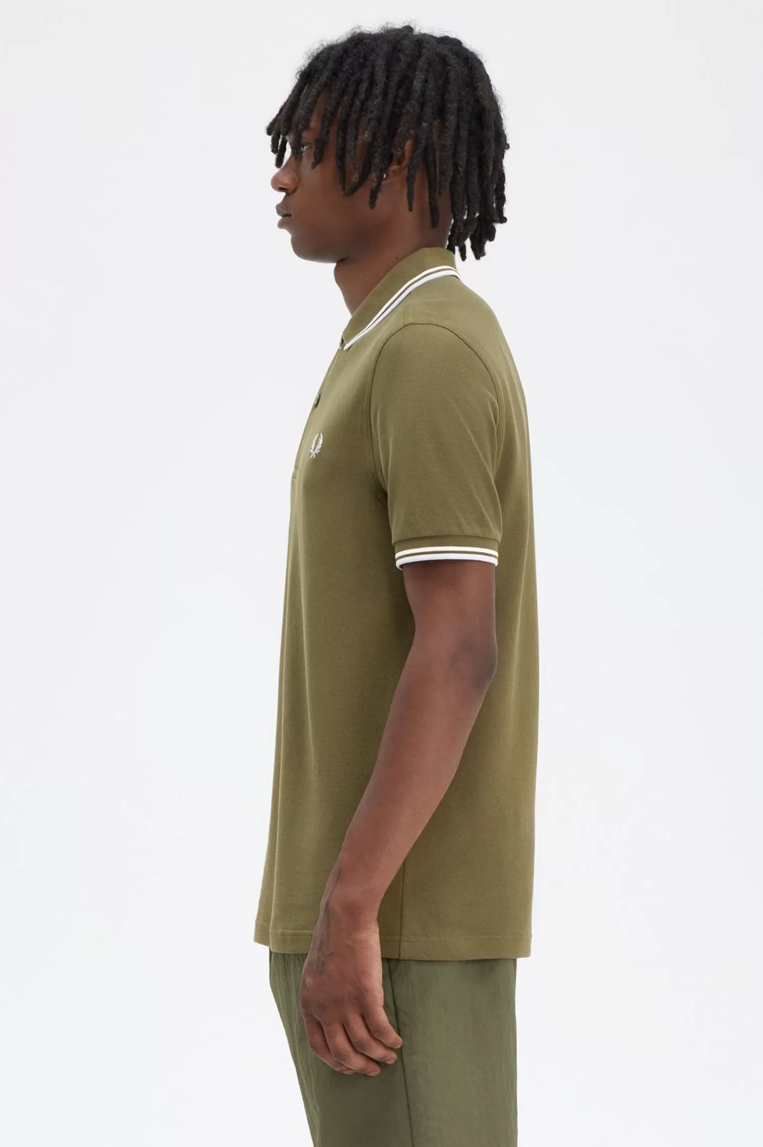 Poloshirts^Fred Perry M3600 Uniformgrün / Schneeweiß / Helles Eis
