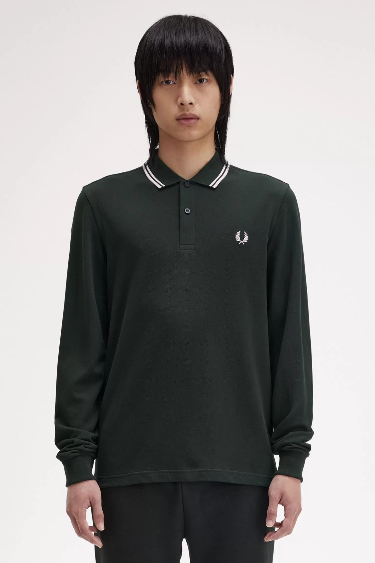 Poloshirts^Fred Perry M3636 Nachtgrün / Schneeweiß / Schneeweiß