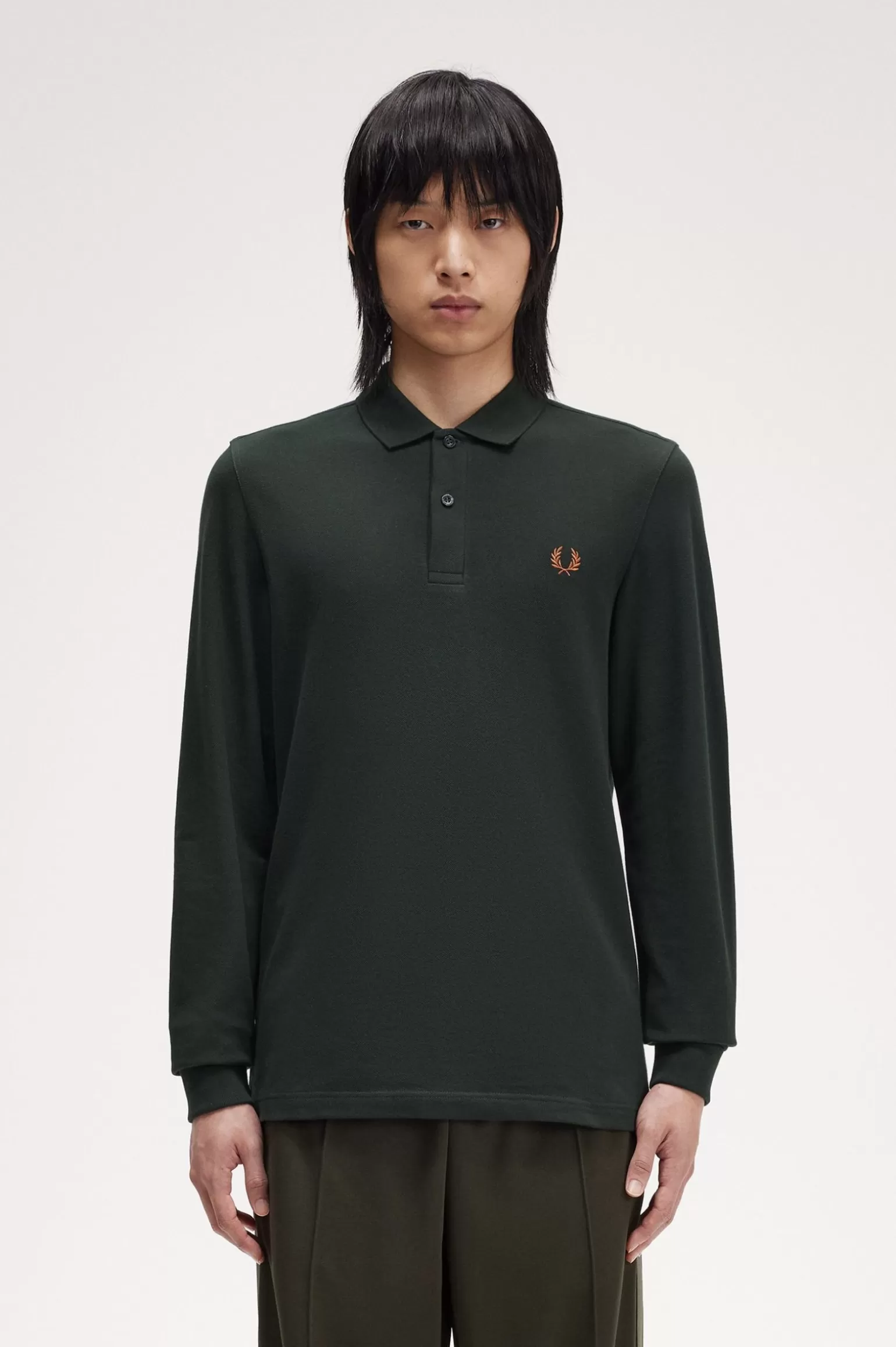 Poloshirts^Fred Perry M6006 Dunkelgrün / Orange
