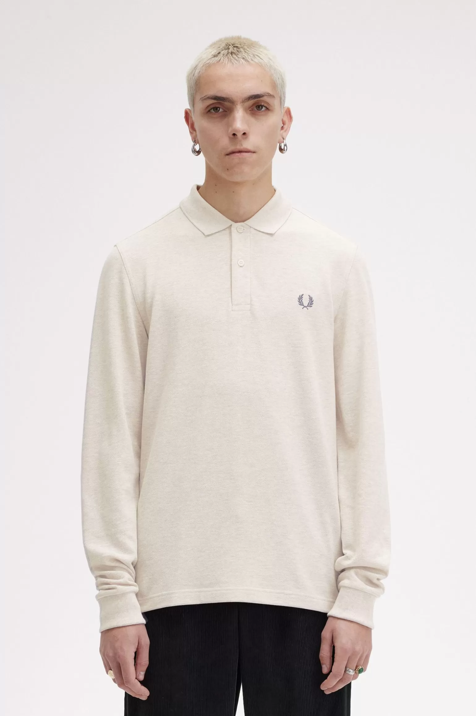 Poloshirts^Fred Perry M6006 Melange-Hafer / Anthrazitgrau