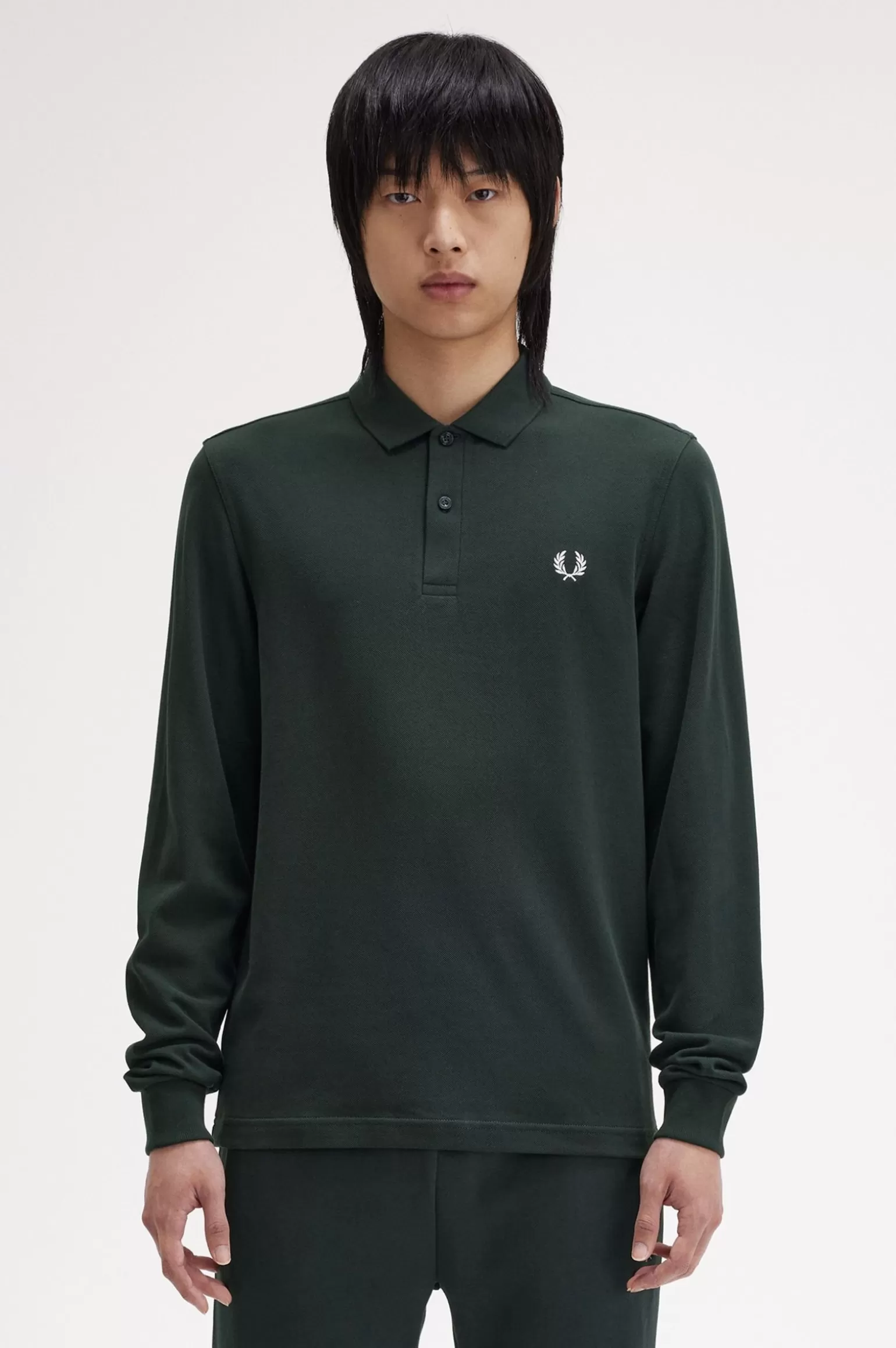 Poloshirts^Fred Perry M6006 Nightgreen / Schneeweiß