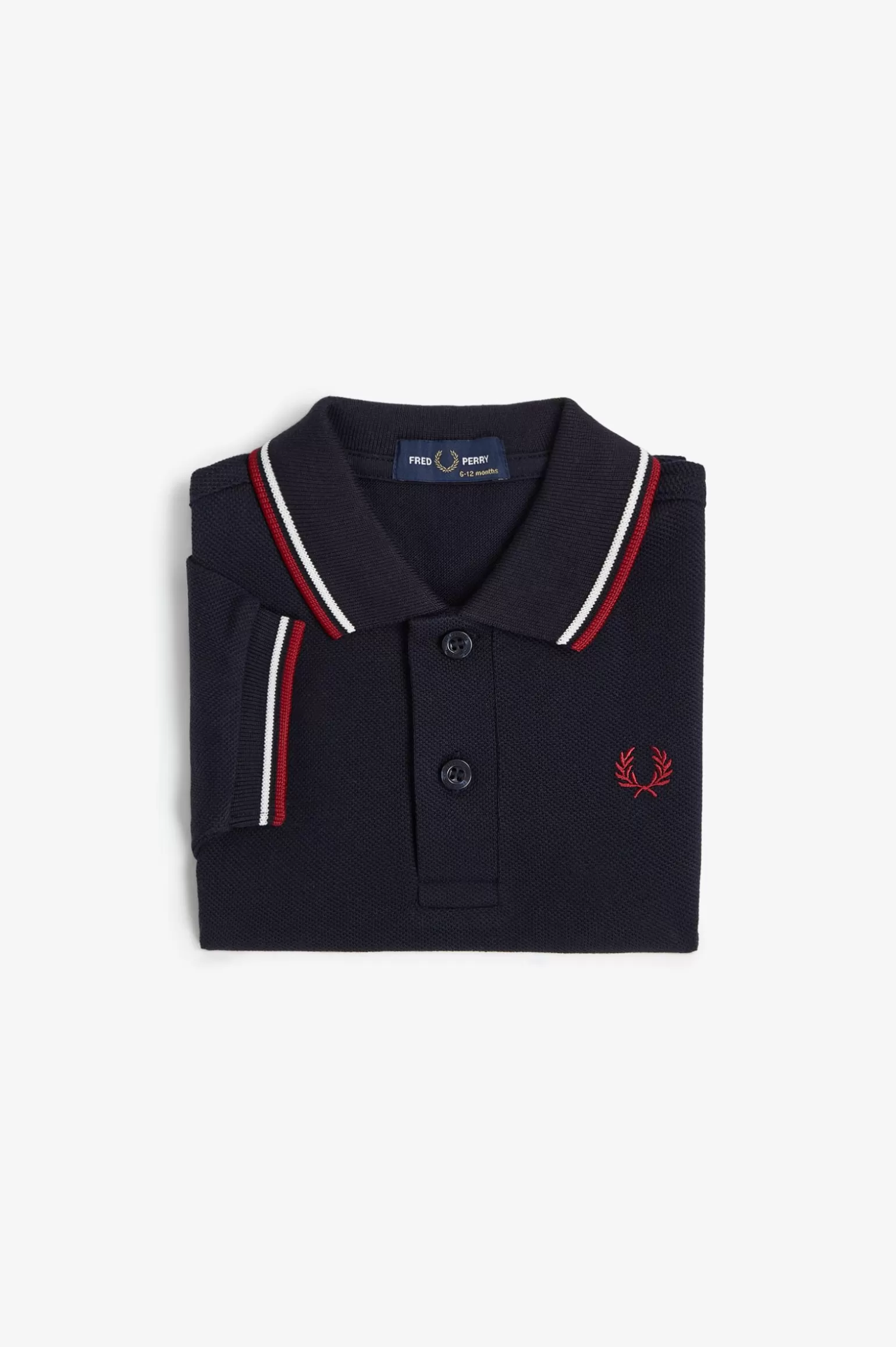 Kinder^Fred Perry Mein Erstes Poloshirt Von Marineblau / Schneeweiß / Gebranntes Rot