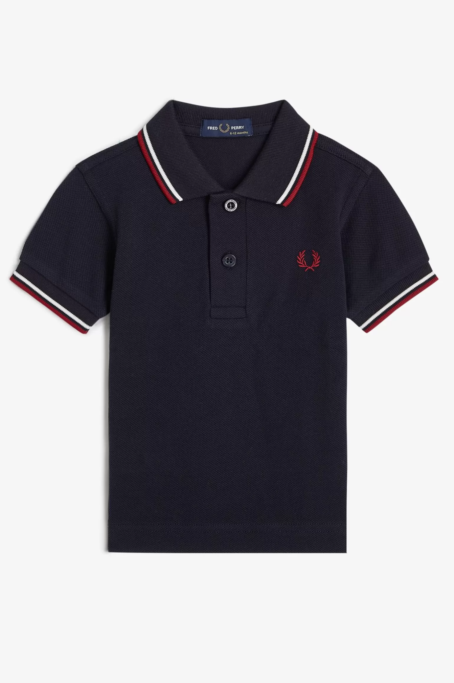 Kinder^Fred Perry Mein Erstes Poloshirt Von Marineblau / Schneeweiß / Gebranntes Rot