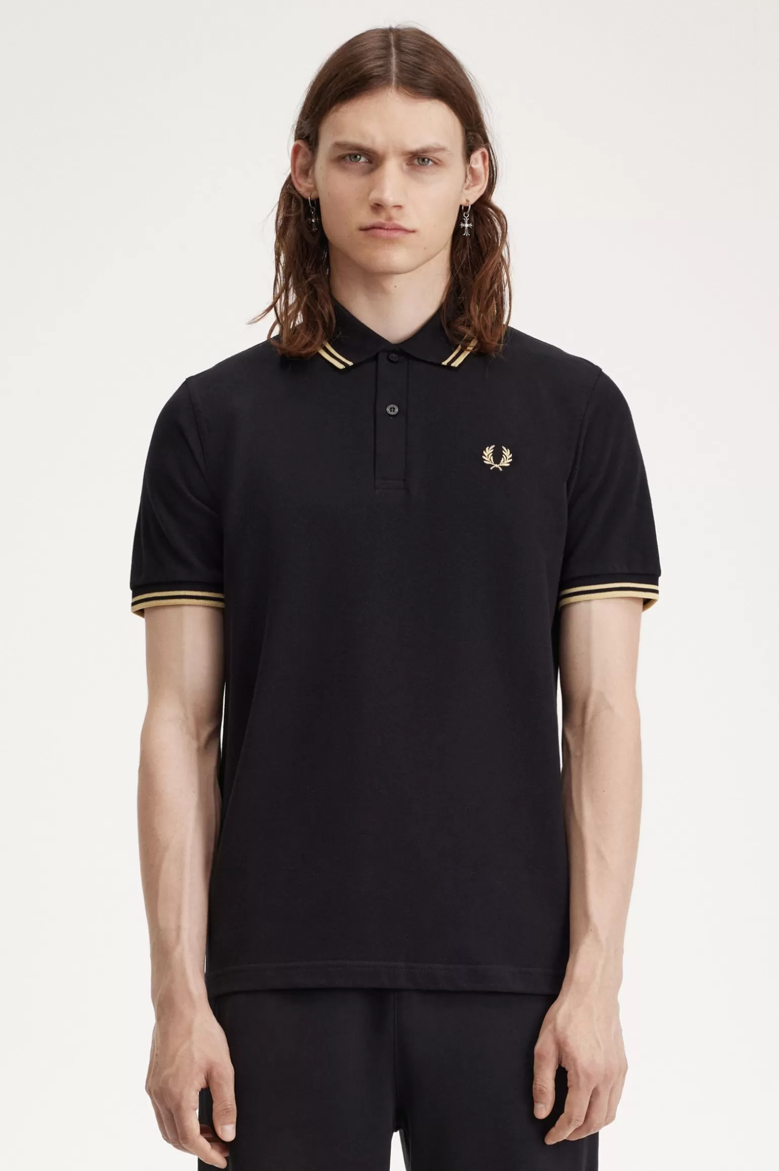 Poloshirts^Fred Perry Osaka M12 Schwarz / Champagner / Champagner
