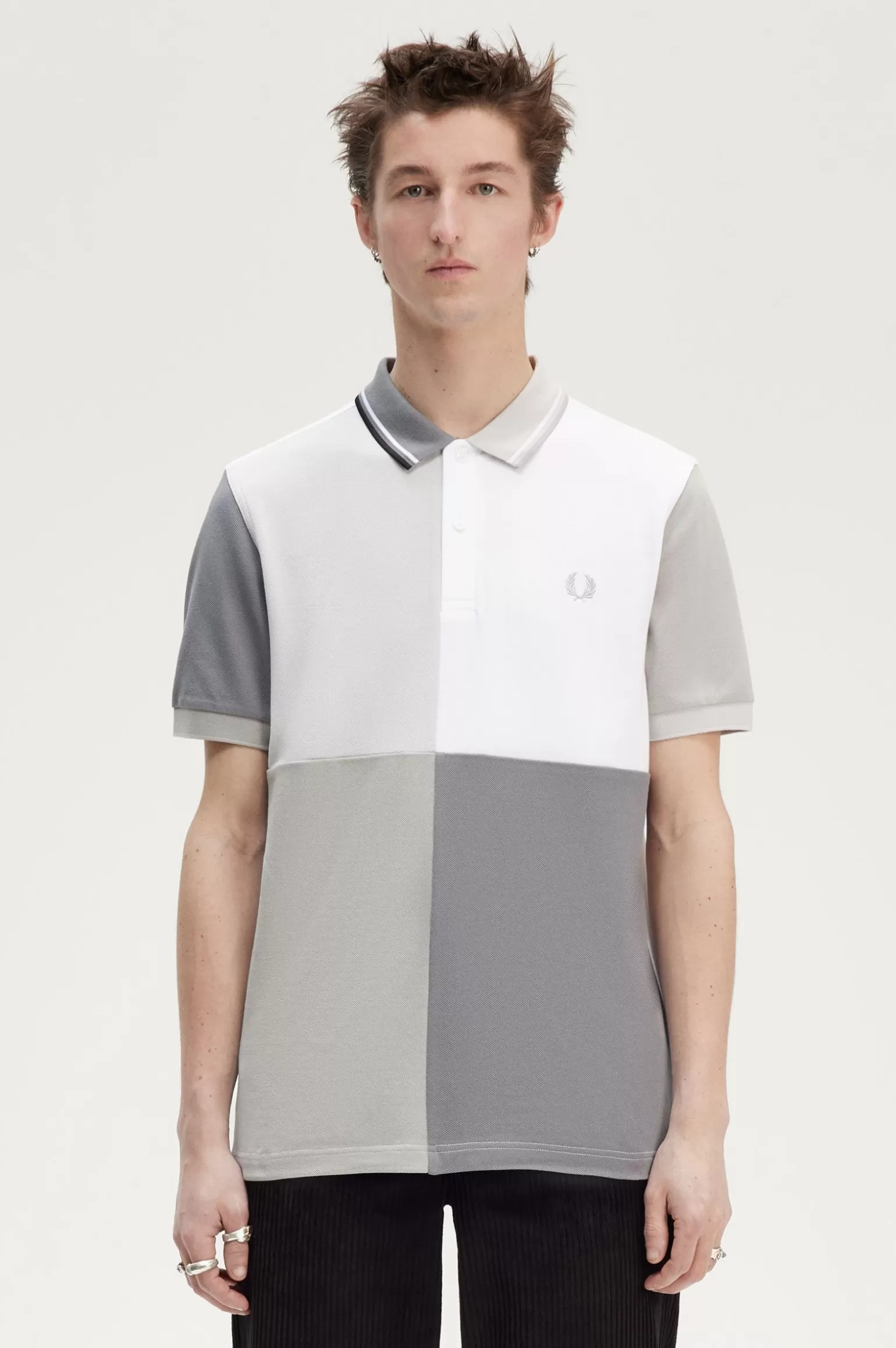 Poloshirts^Fred Perry Patchwork Poloshirt Weiß