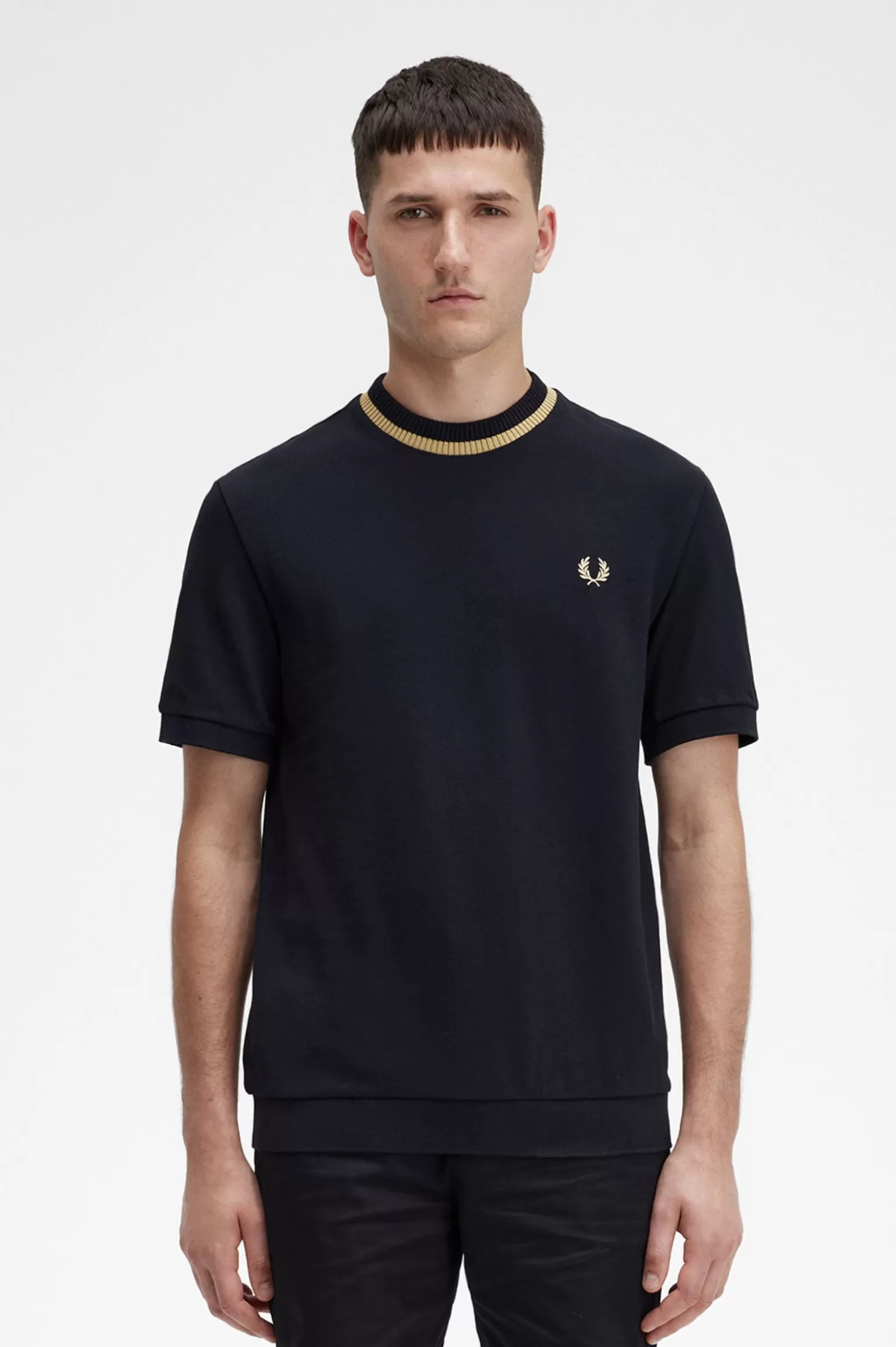 T-Shirts^Fred Perry Piqué-T-Shirt Mit Rundhalsausschnitt Schwarz