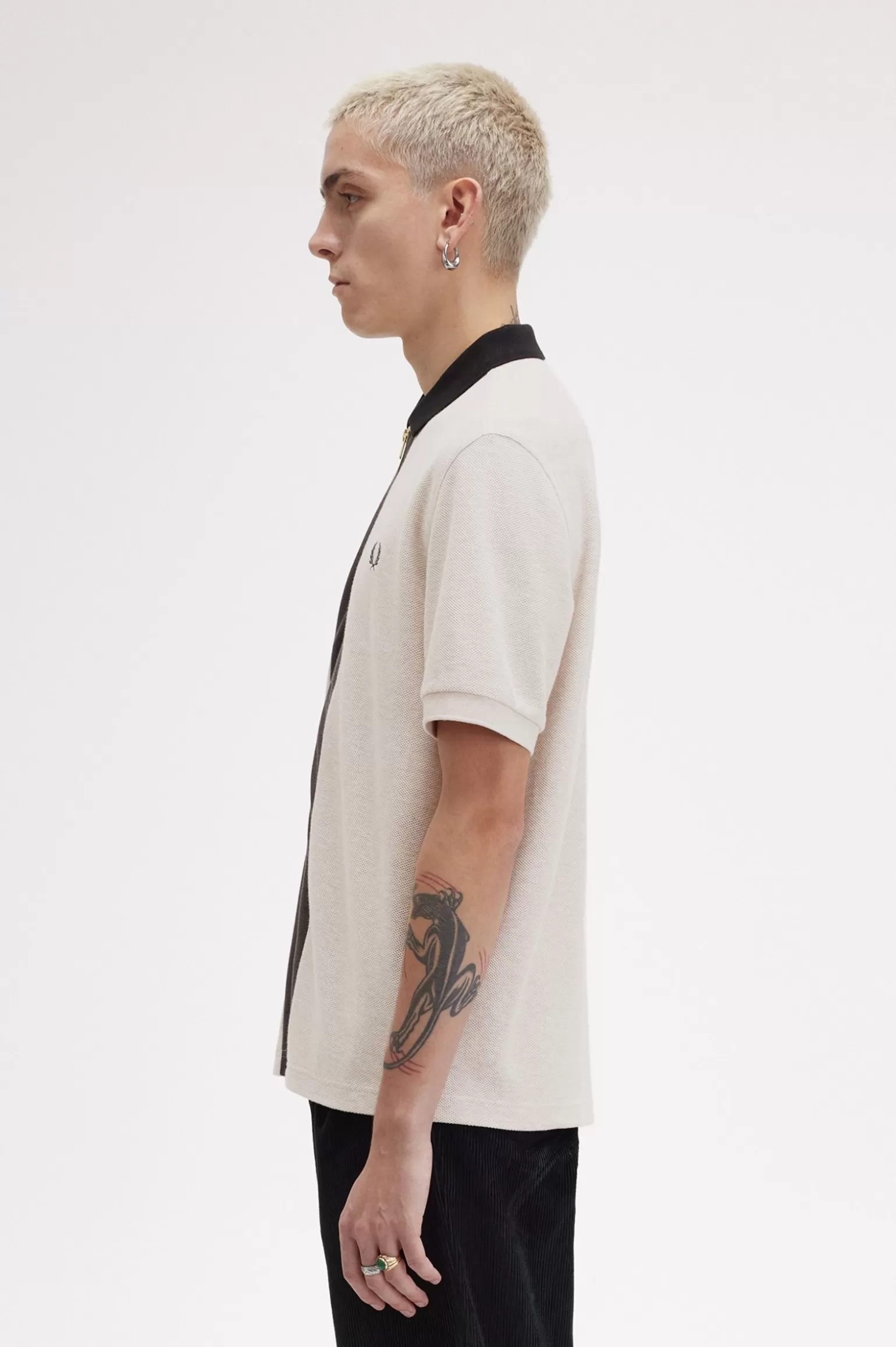 Poloshirts^Fred Perry Polohemd Mit Durchgehendem Reißverschluss Porridge Marl