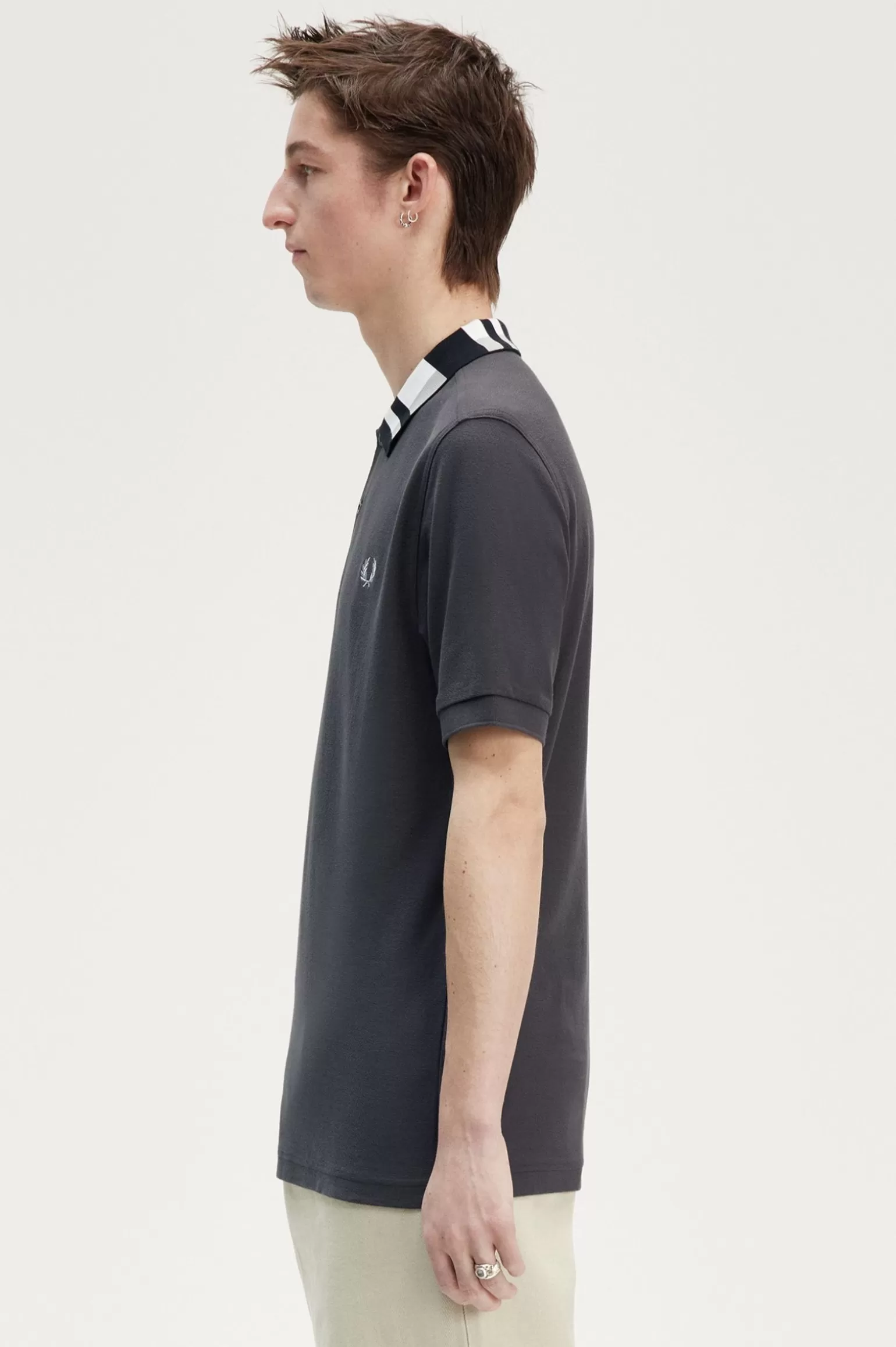 Poloshirts^Fred Perry Polohemd Mit Schachbrettmuster Am Kragen Ankergrau