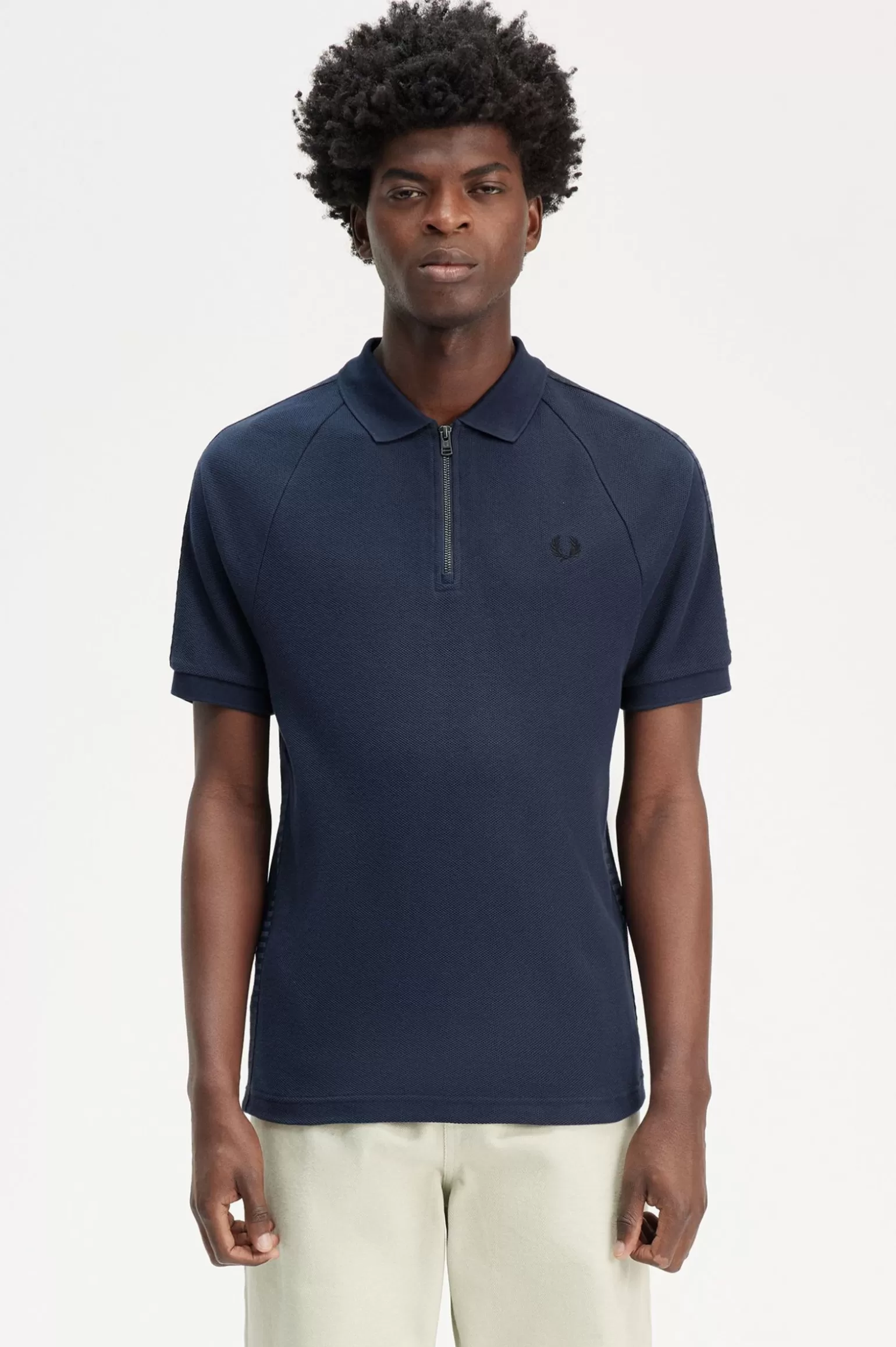 Poloshirts^Fred Perry Polohemd Mit Wabenstruktur Und Banddetail Blaugrau
