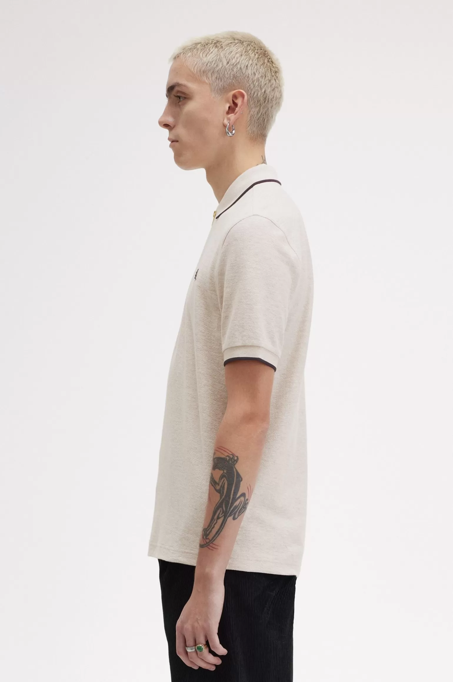 Poloshirts^Fred Perry Poloshirt Aus Piqué-Krepp Mit Reißverschluss Porridge Marl