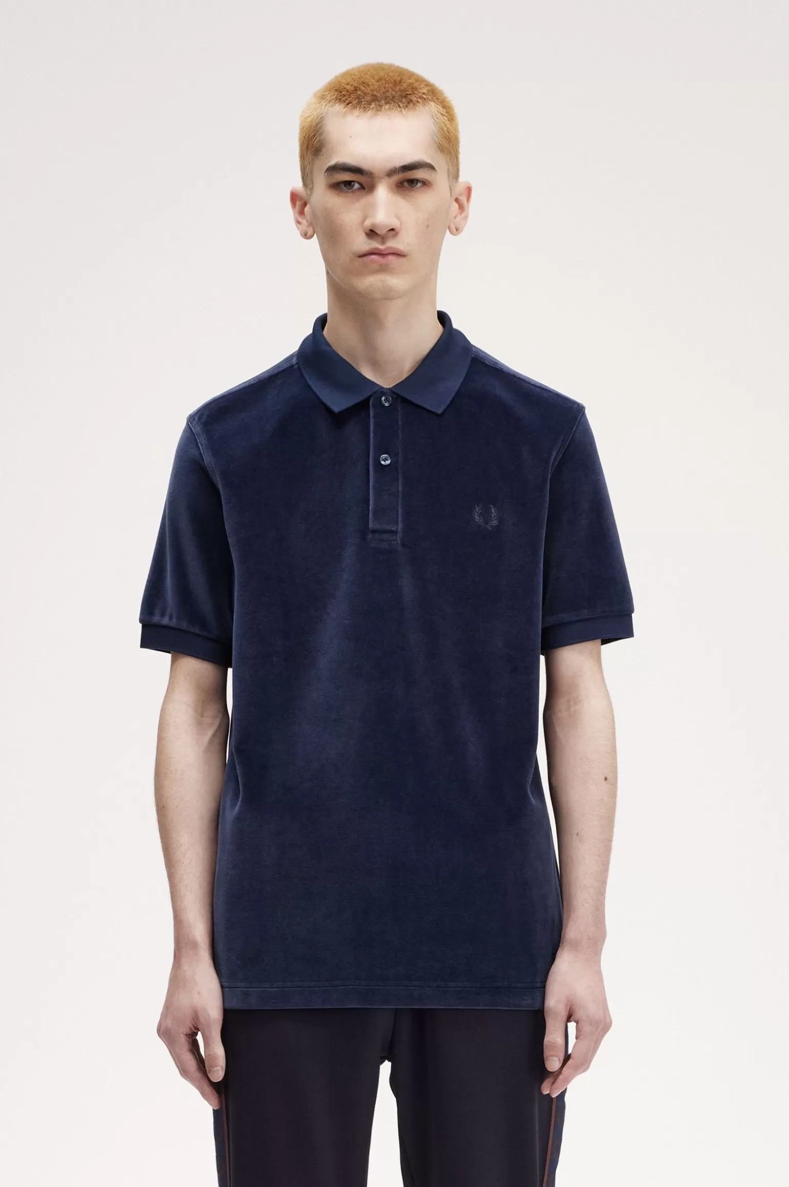 Poloshirts^Fred Perry Poloshirt Aus Velours Blaugrau